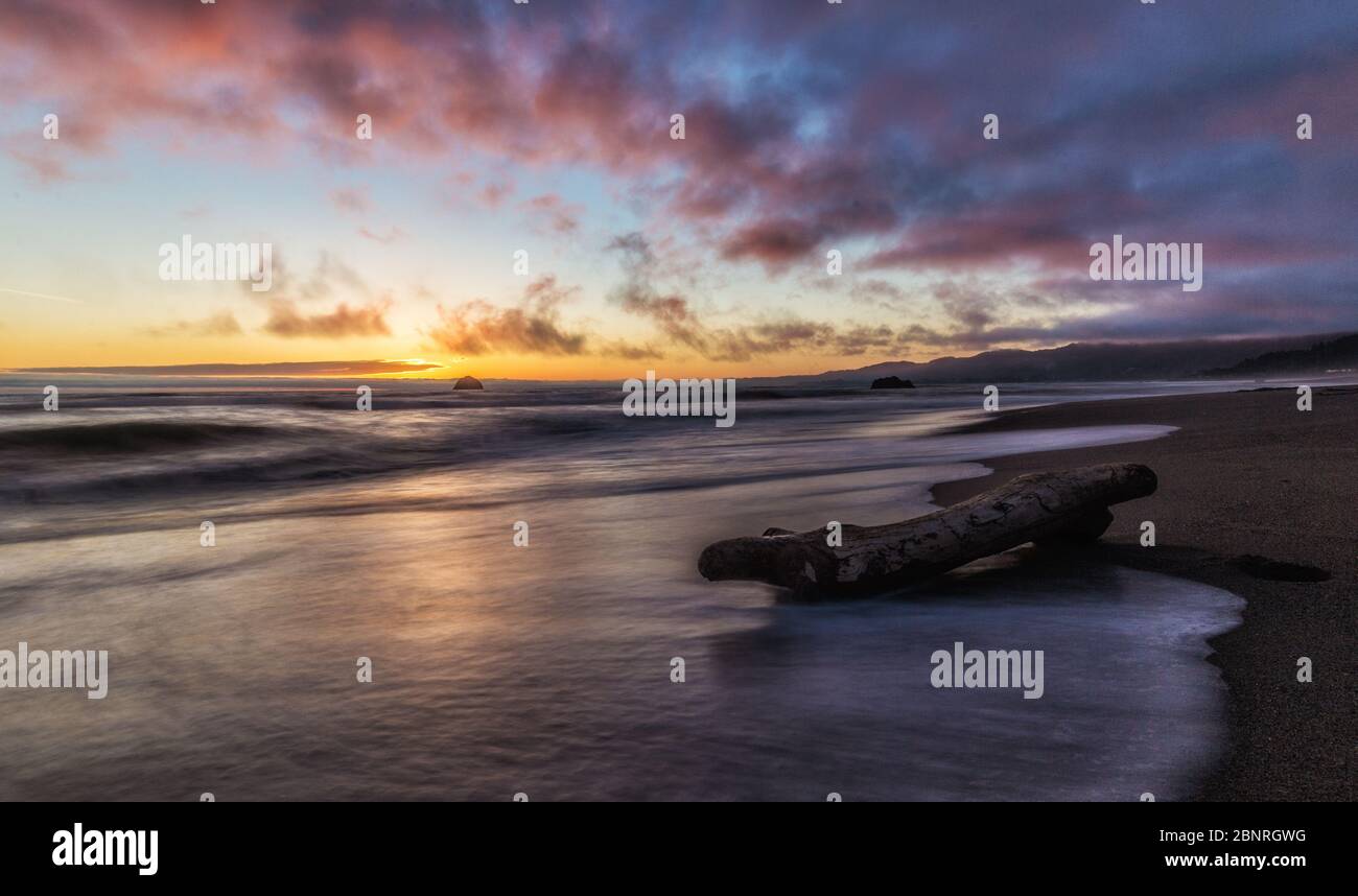 USA, Oregon, coast, beach, ocean, sunset Stock Photo