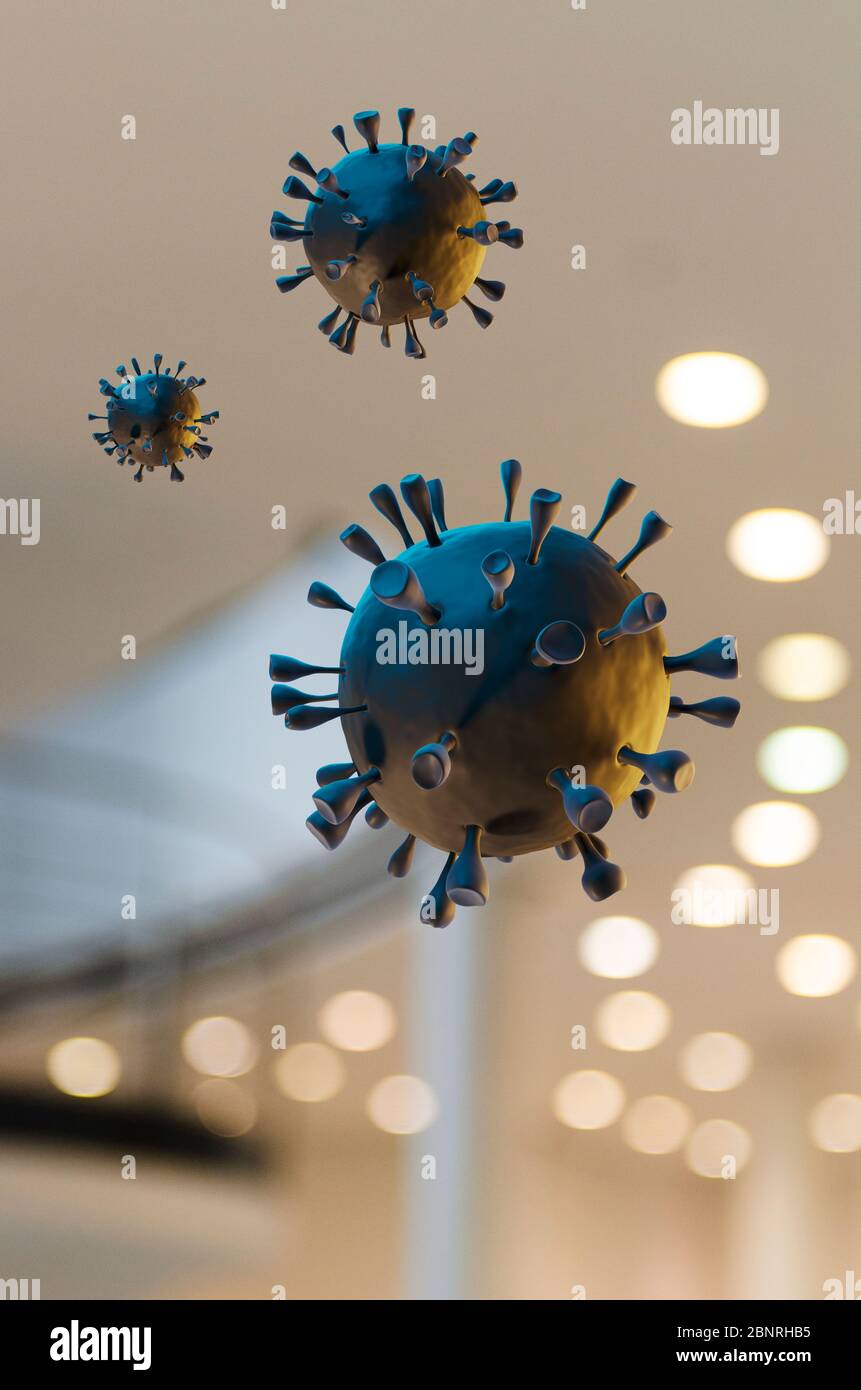 Corona virus in front of an architectural background Stock Photo