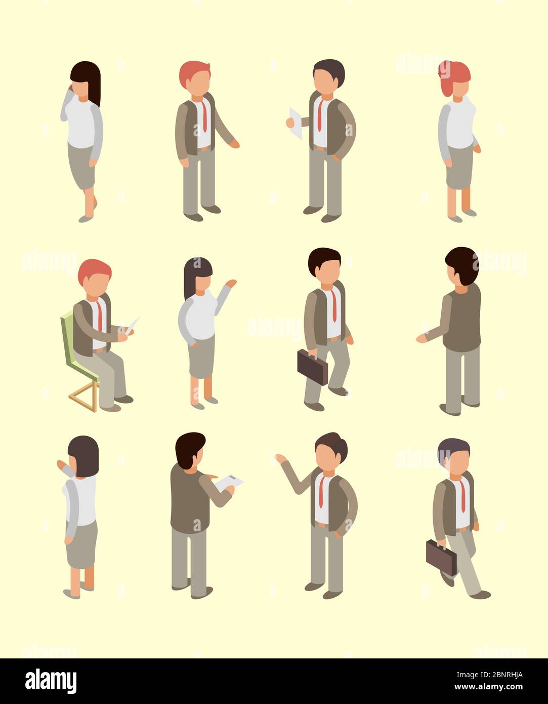 Business people isometric. Office workers managers directors and leader team professional service specialists vector 3d characters Stock Vector