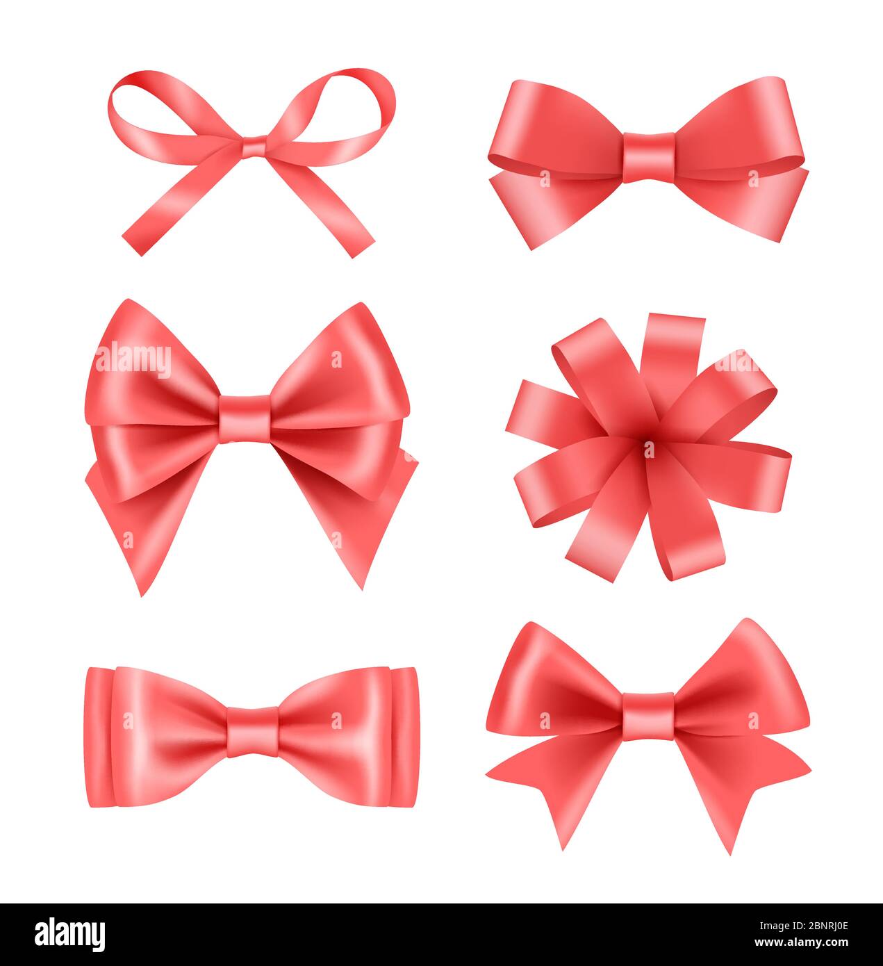 Bow with ribbons. Satin silk decoration for celebration or party vector