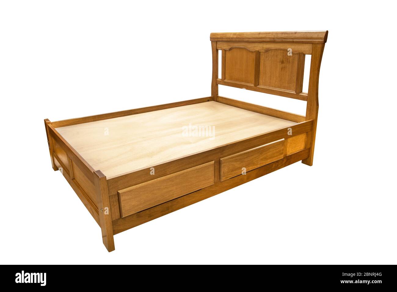 wooden double bed isolated on white background Stock Photo Alamy