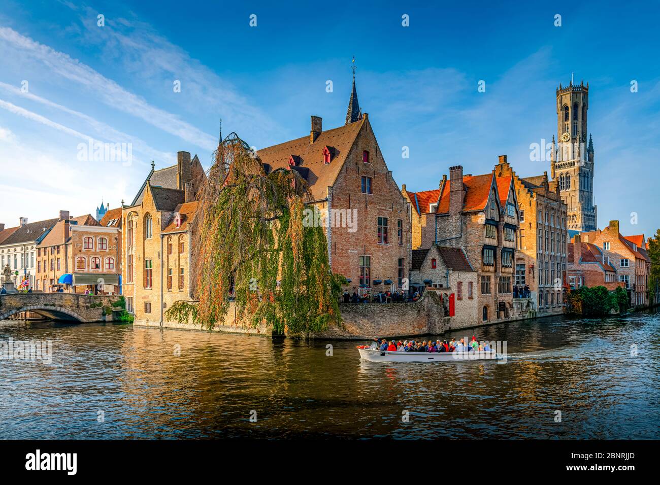 Europe, Belgium, Bruges, city, old town, Roozenhodkai, Dijver Canal Stock Photo