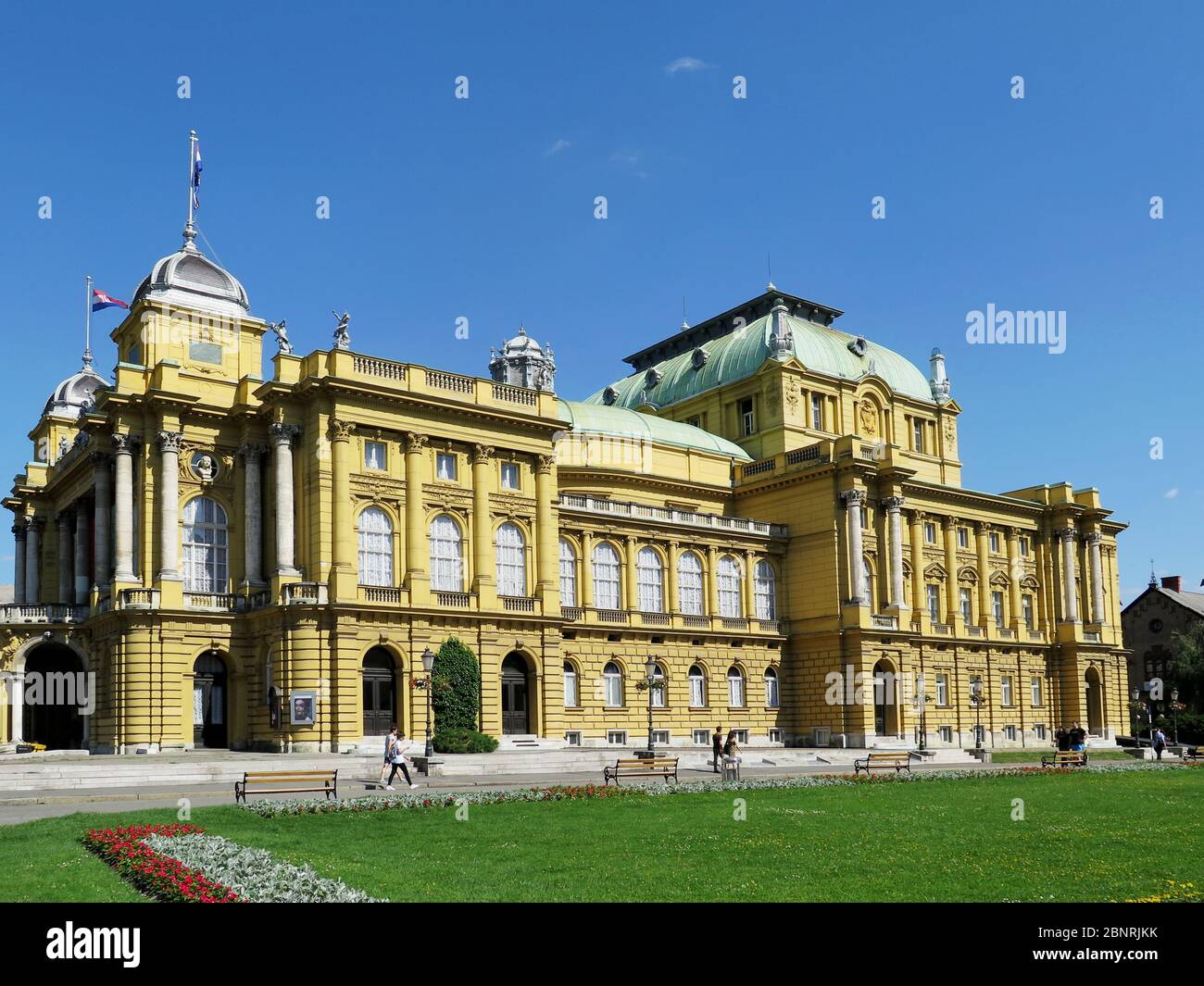 Croatian National Theater on the edge of Marshal Tito Square. Building Style Neo Baroque. Stock Photo