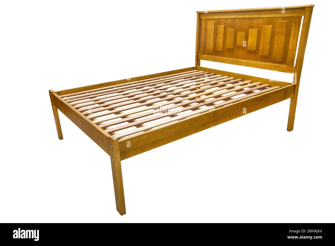 wooden double bed isolated on white background Stock Photo Alamy