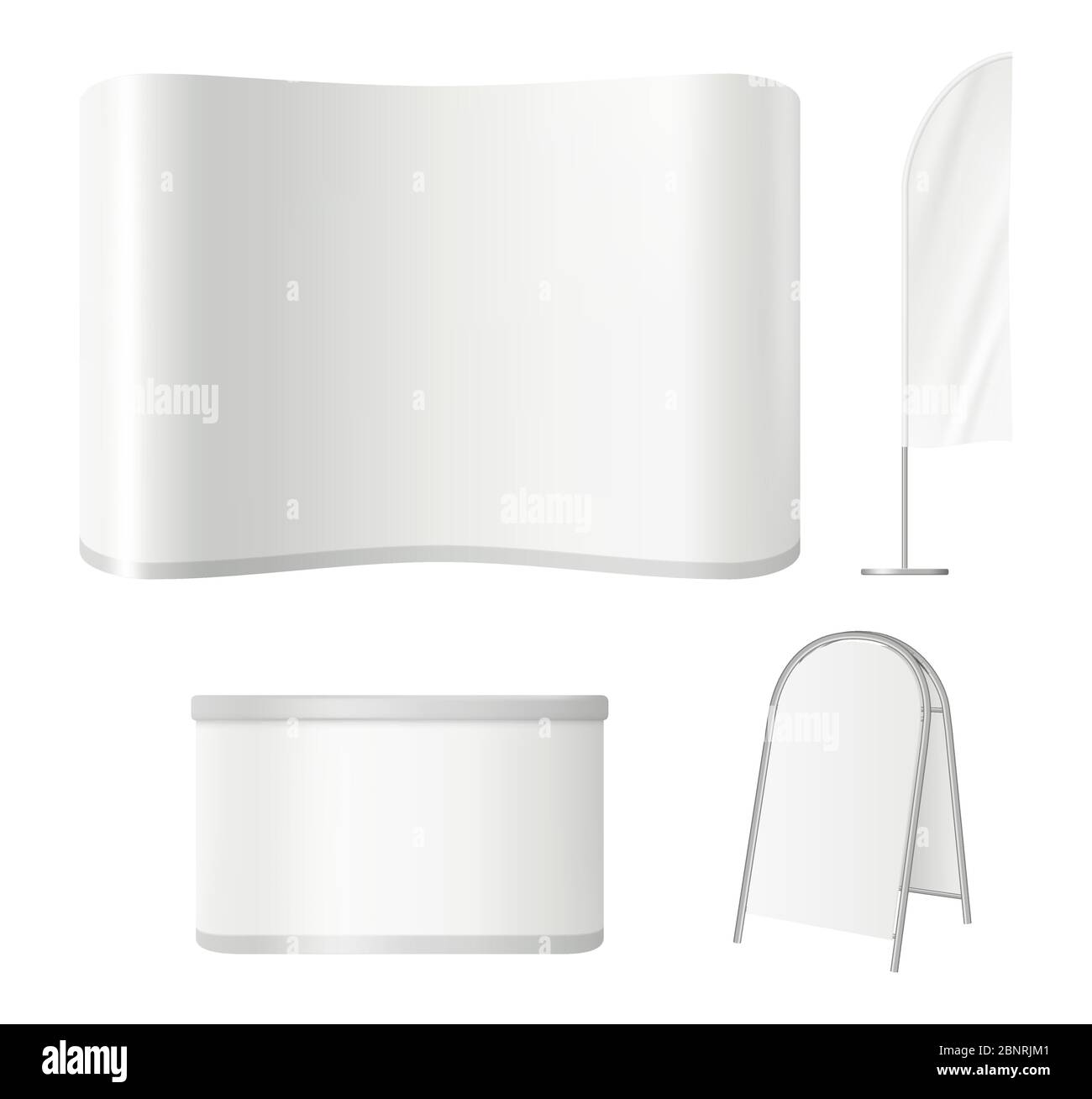 Exhibition stands. Advertising event empty display board screen roll up