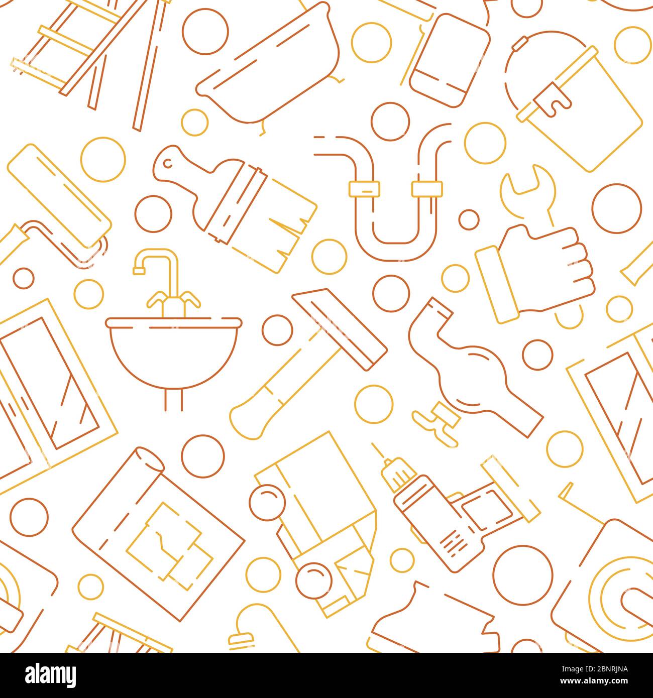 Repair equipment pattern. Support service items construction tools roller carpenter drill hammer vector seamless background Stock Vector