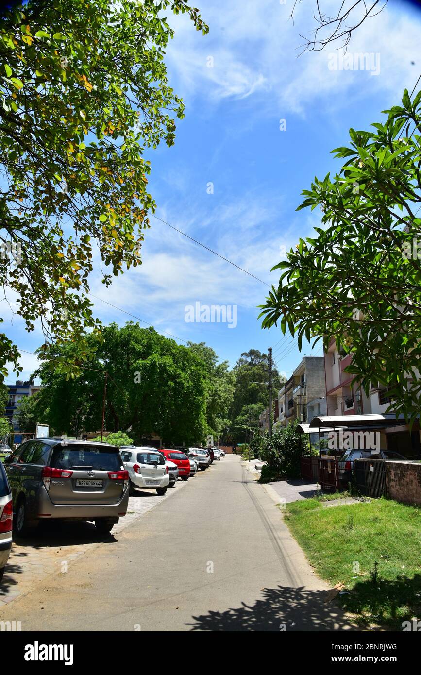 Empty roads at the time of covid-19 in India Stock Photo