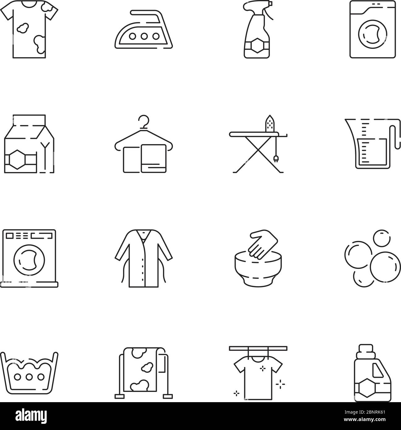 Laundry service icons. Washing clothes laundromat domestic dirt vector