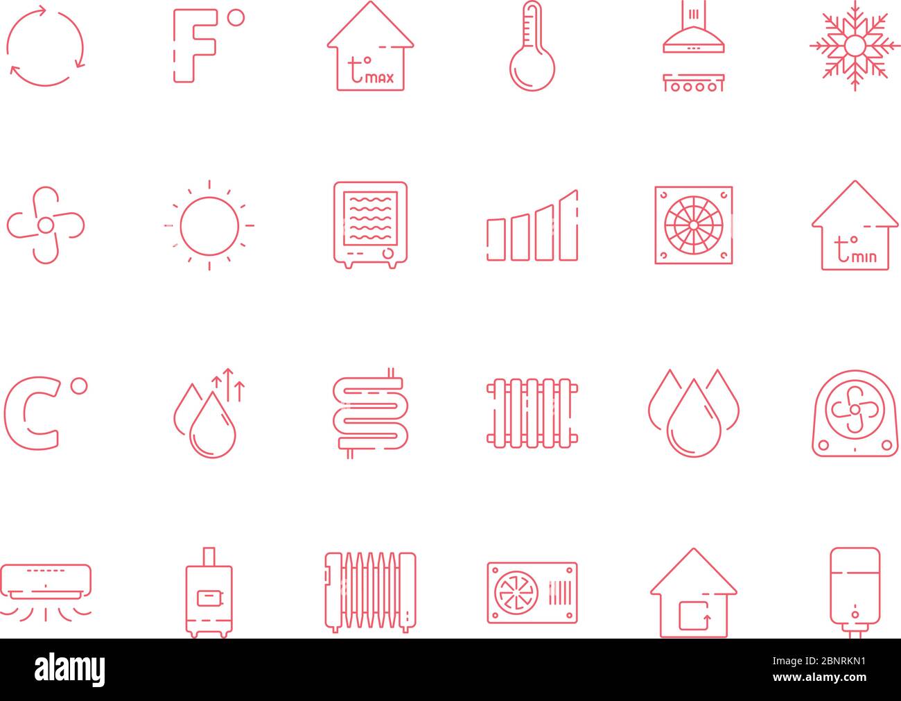 Cooling heating symbols. Cool sun conditioning systems dry air and