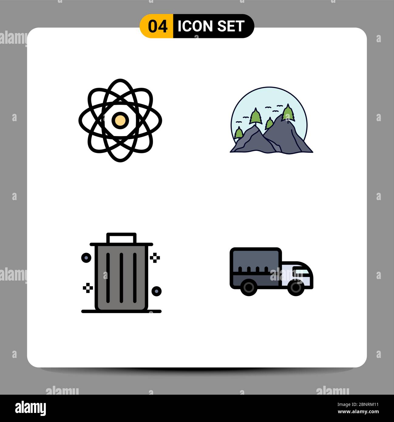 Stock Vector Icon Pack of 4 Line Signs and Symbols for atom, dustbin, hill,  mountain, delivery Editable Vector Design Elements Stock Vector Image & Art  - Alamy
