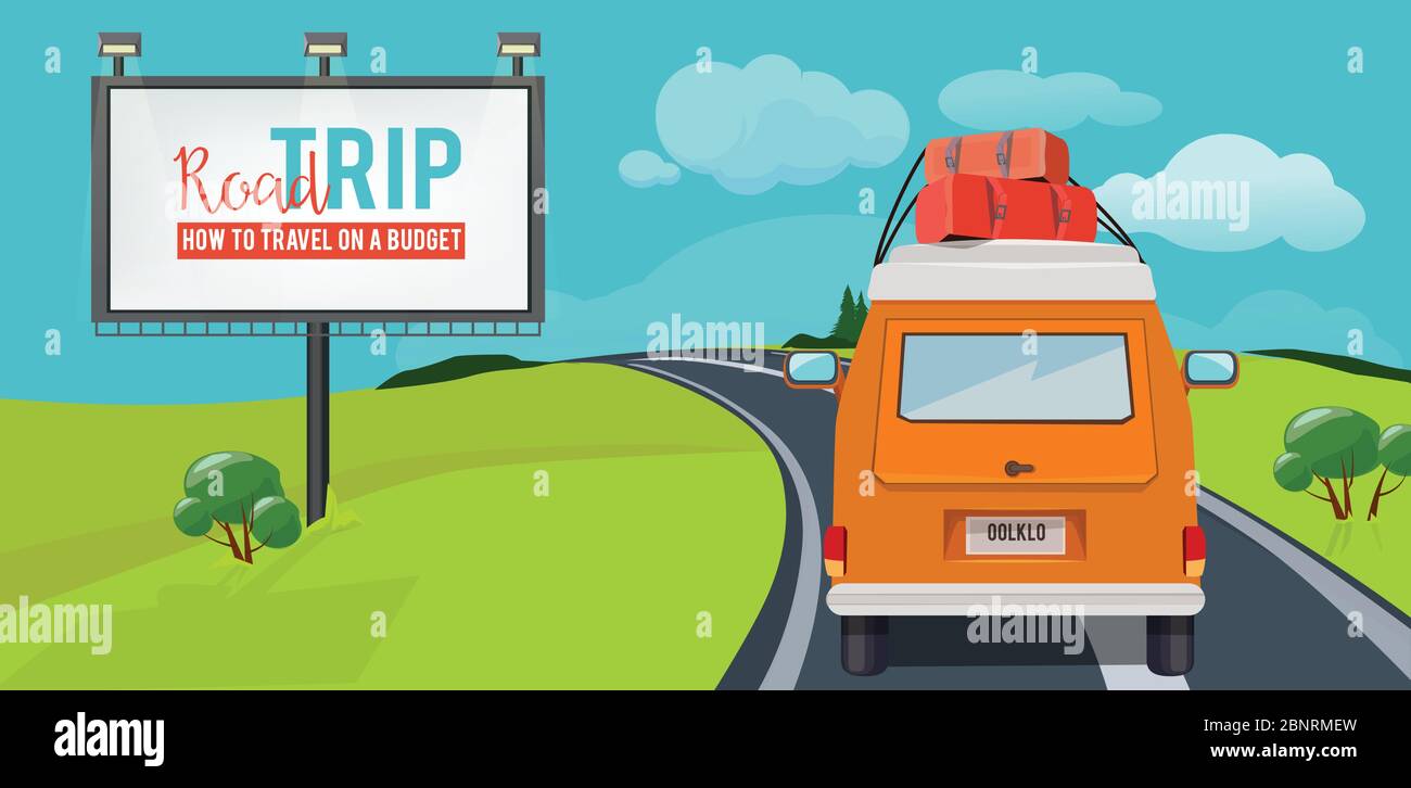 Road trip. Adventure concept with vacation travel driving car on