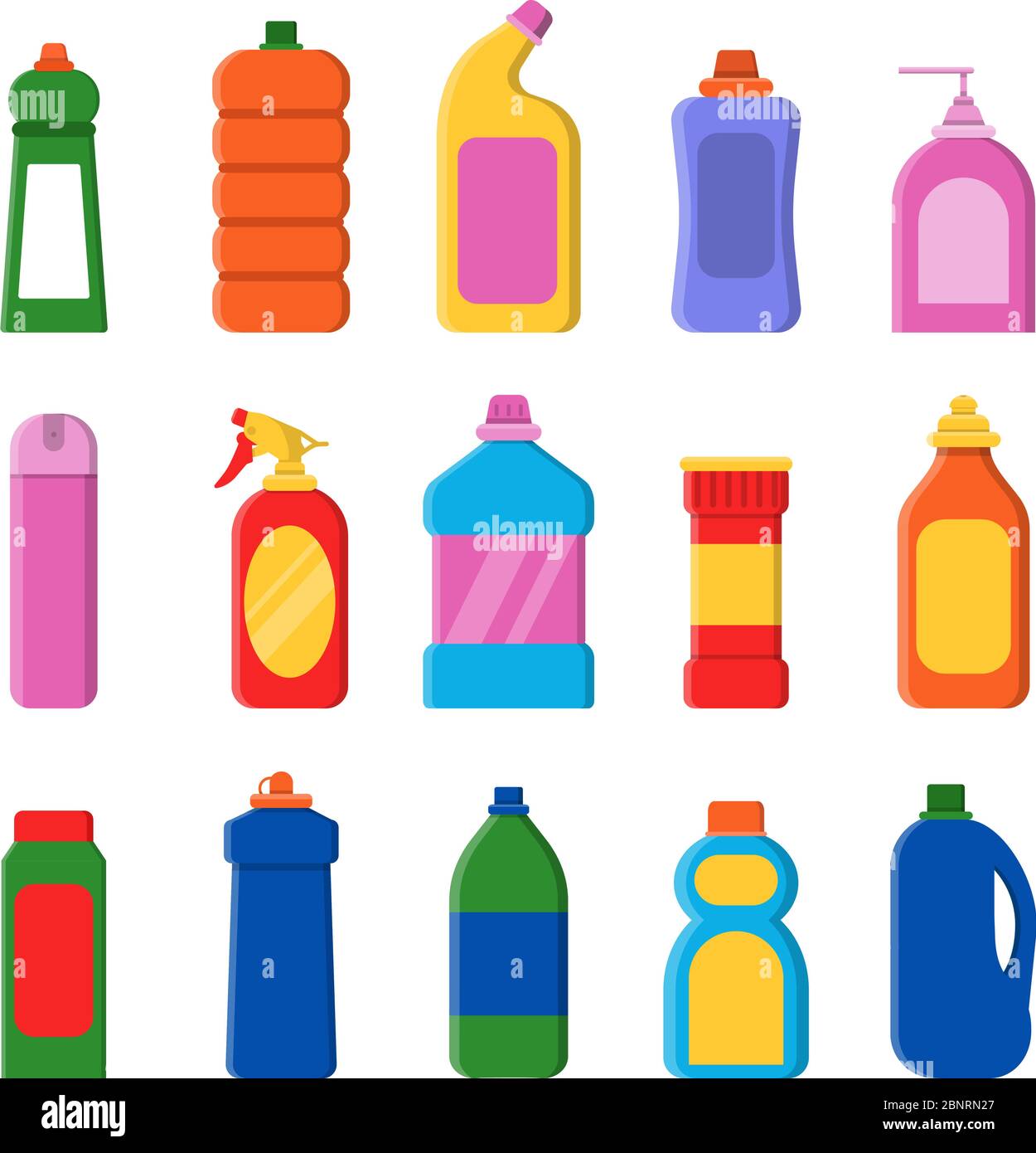 Detergent bottles. Cleaning products container household items laundry