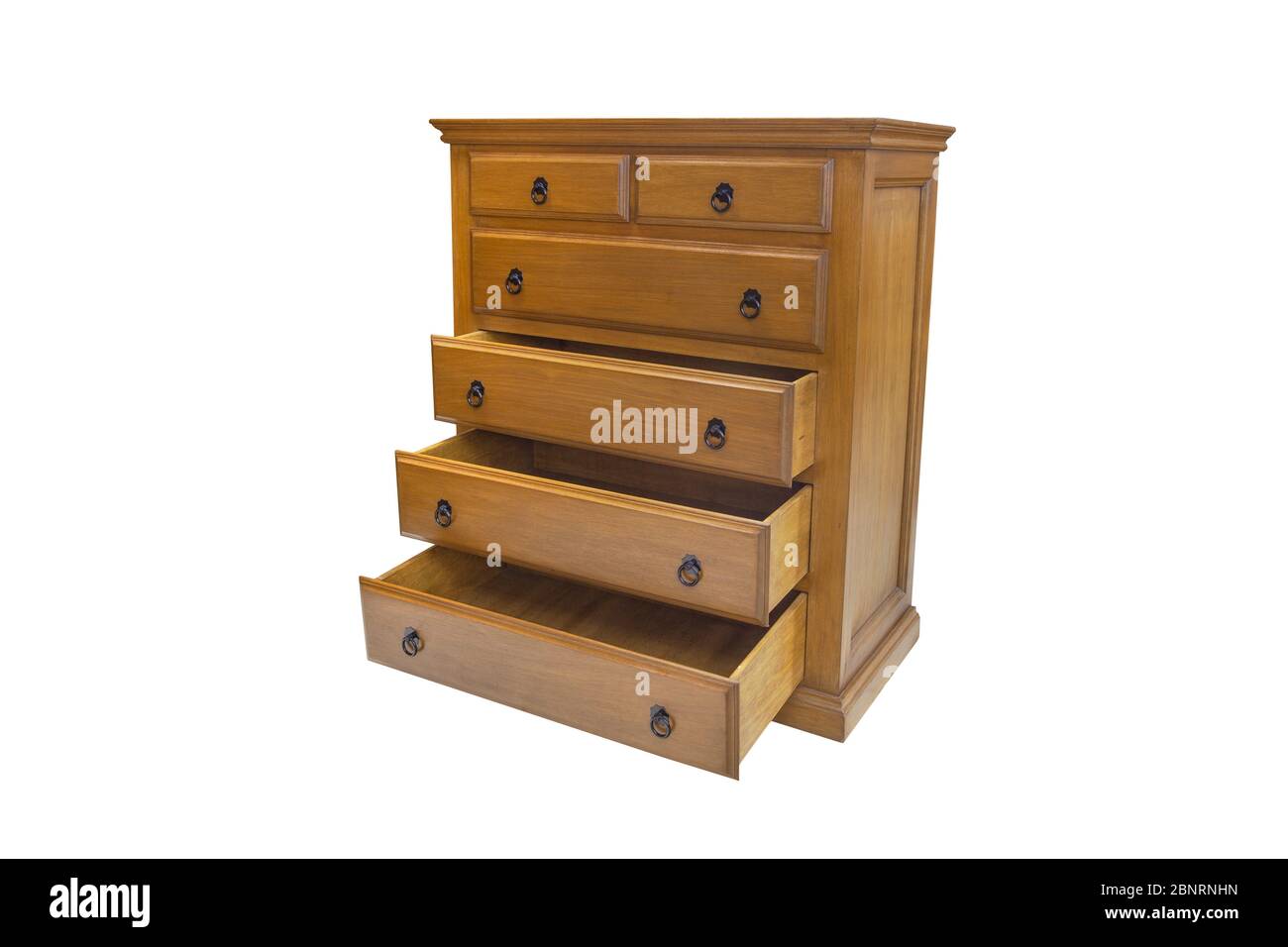 Wooden chest of drawers isolated on white background Stock Photo - Alamy