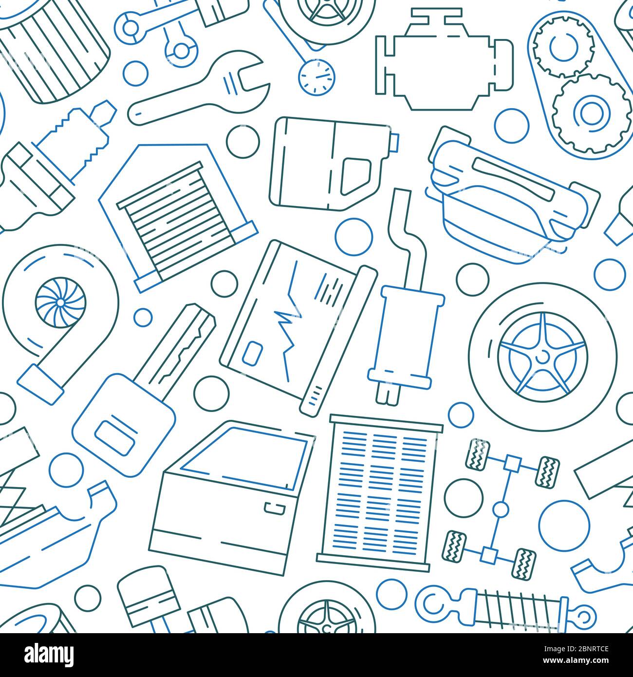 Car service pattern. Motor engine radiator mechanic auto parts and tools vector seamless background Stock Vector