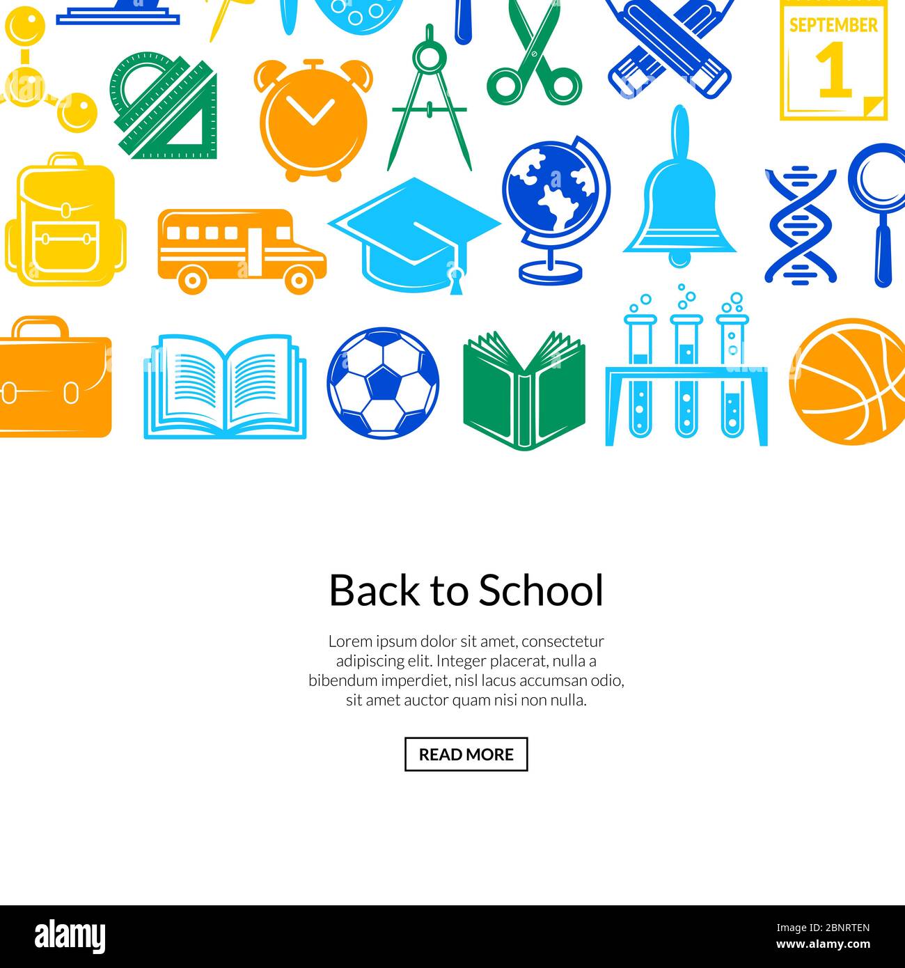 Vector back to school stationery background illustration Stock Vector ...