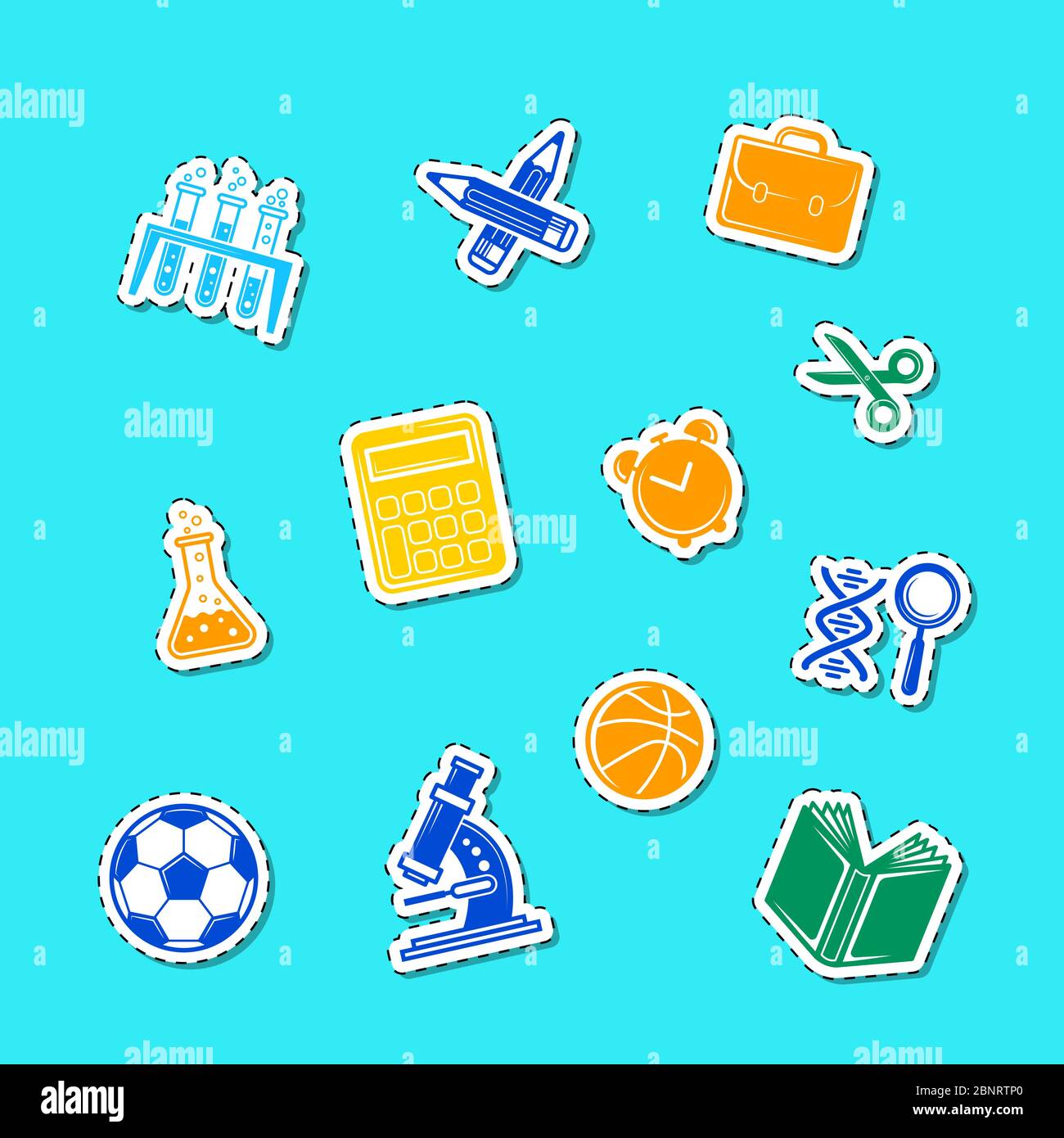 Vector back to school stationery stickers set illustration Stock Vector ...