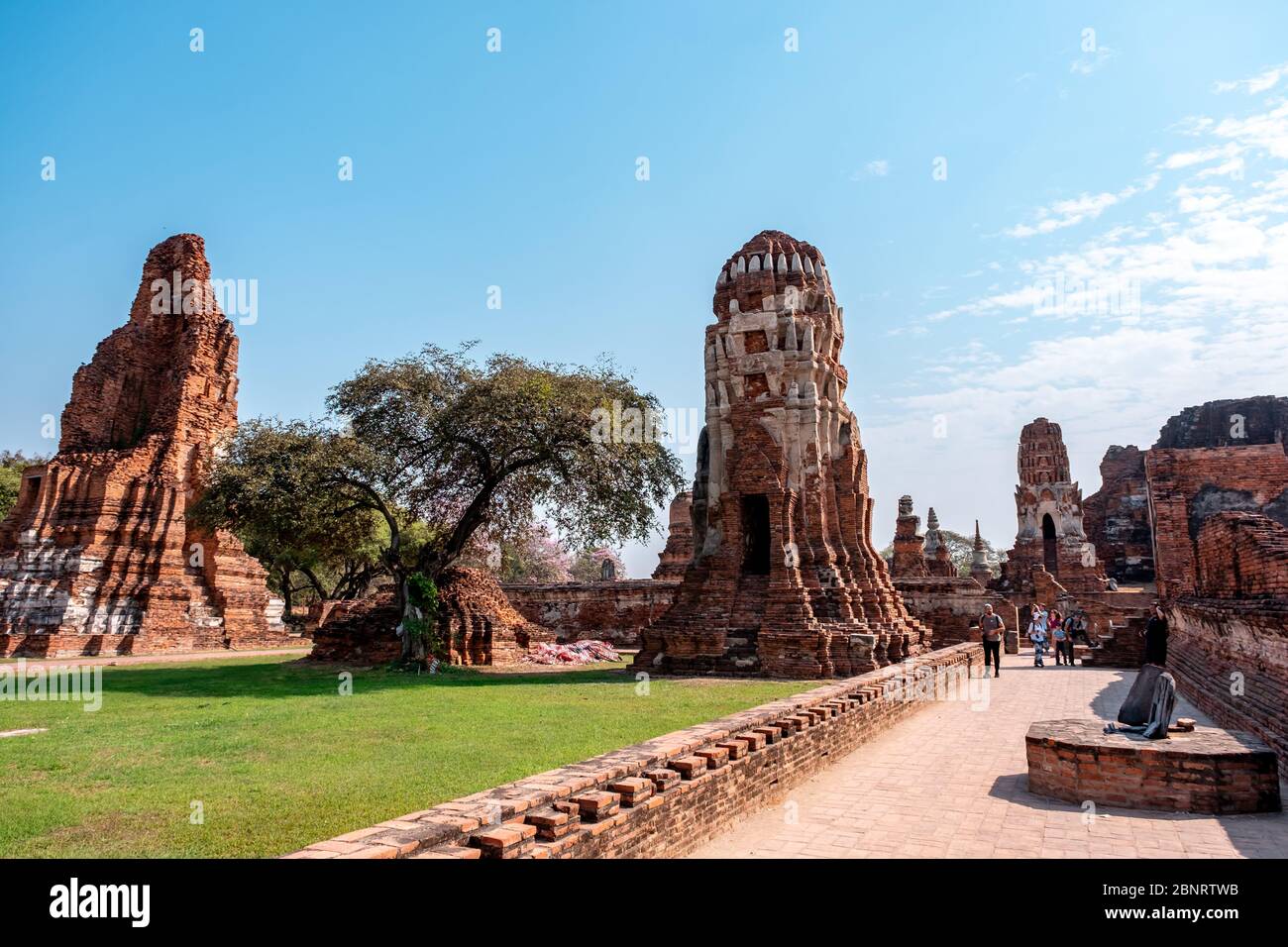 Name of this place ' Wat Mahathat ' temple and another spelling is ' Wat Maha That 'the temple in Ayutthaya Province, Bangkok Stock Photo