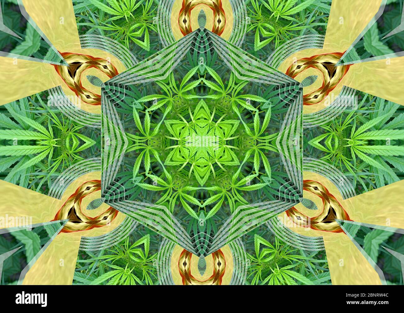 Happy Marijuana Mandala Stock Photo