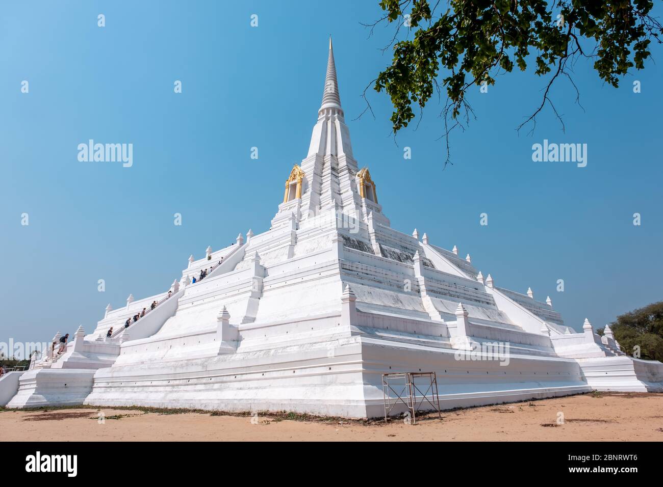 Ayutthaya, Bangkok / Thailand - February 9, 2020: Name of this place ' Wat Phu Khao Thong Temple ' the temple is white and it's in Ayutthaya Province Stock Photo