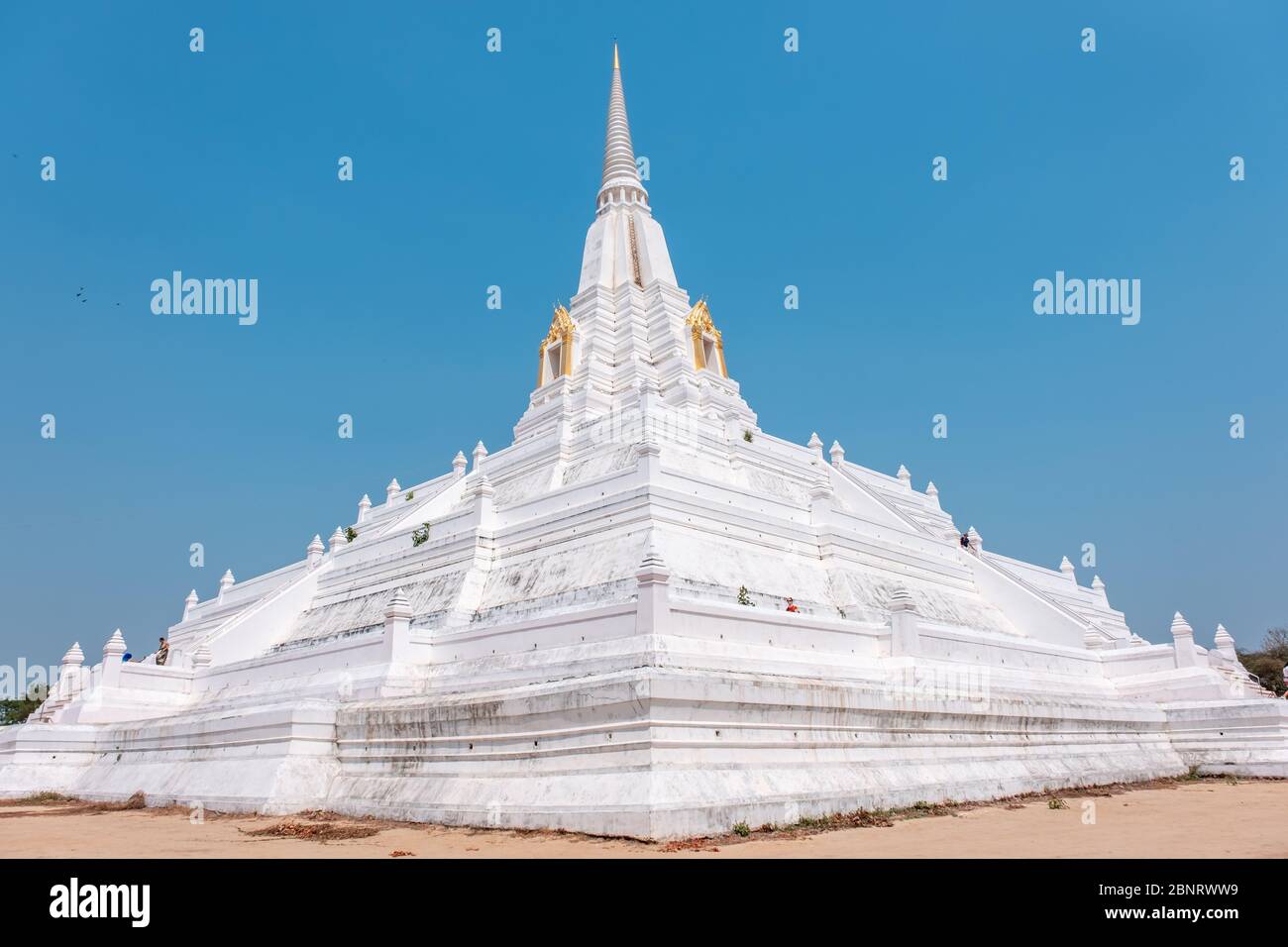 Ayutthaya, Bangkok / Thailand - February 9, 2020: Name of this place ' Wat Phu Khao Thong Temple ' the temple is white and it's in Ayutthaya Province Stock Photo