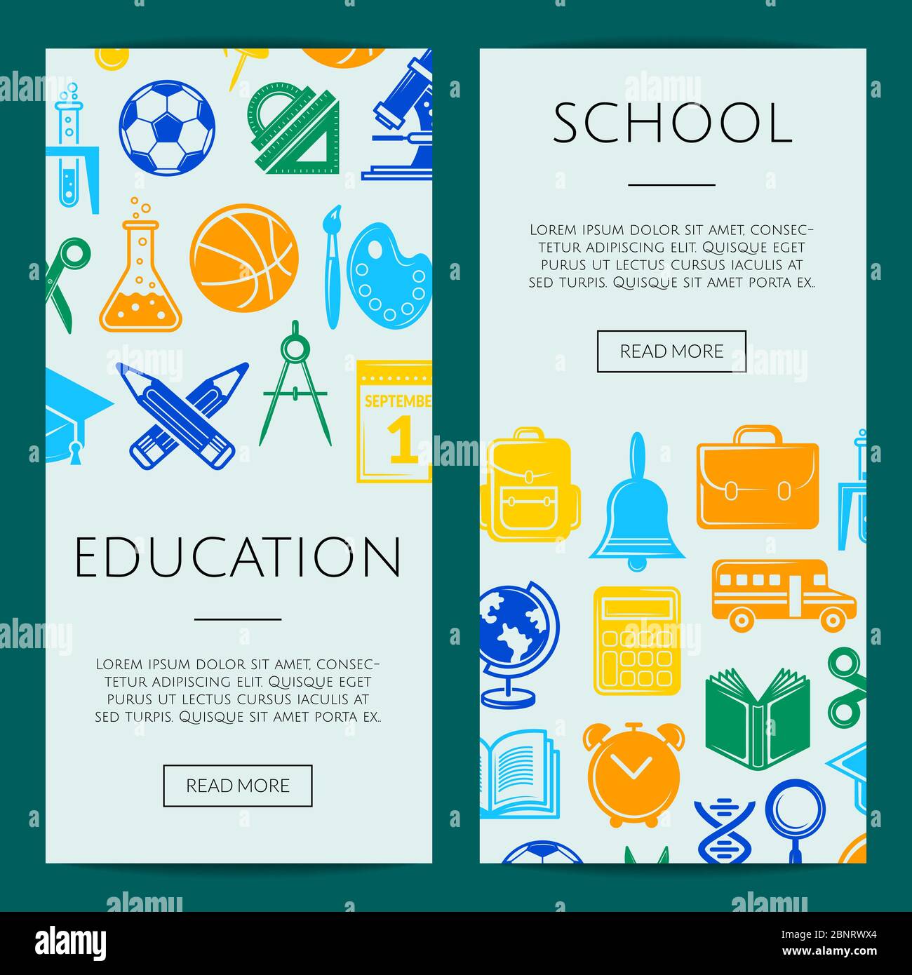 Vector back to school stationery web banner templates illustration ...