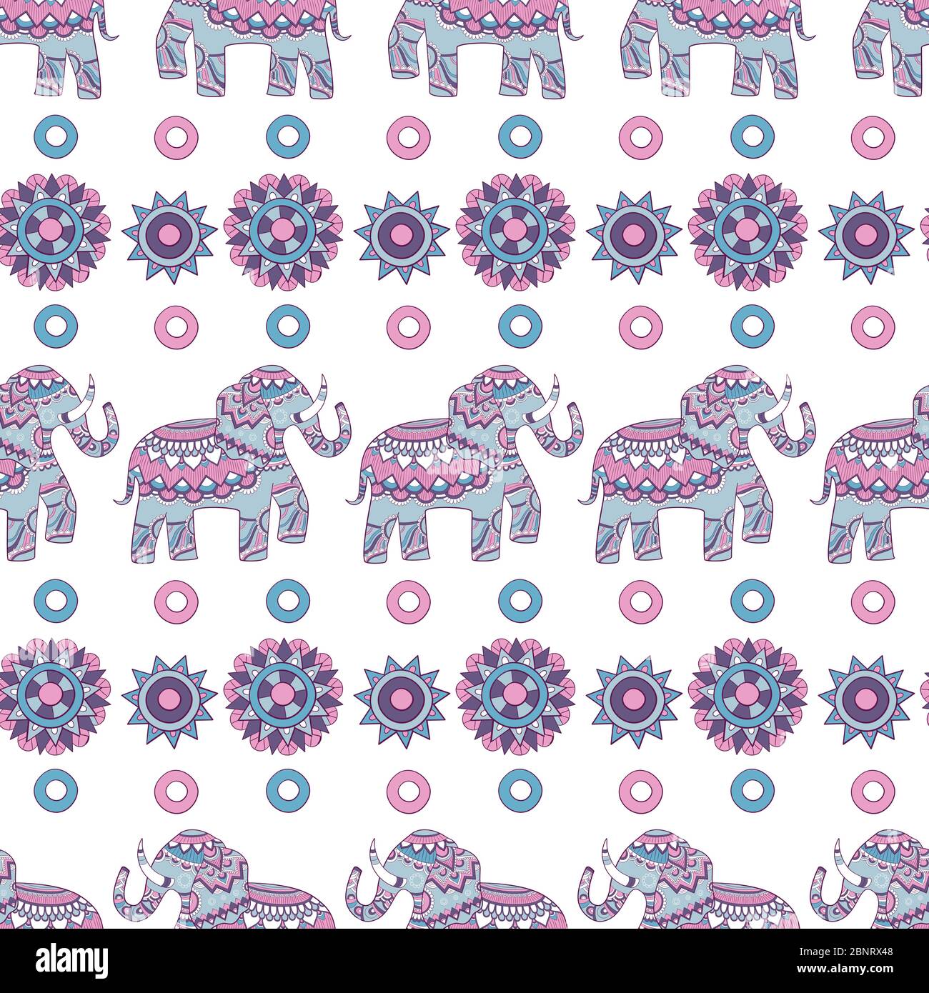 Indian elephant seamless pattern. Animal decorated illustrations indian vector colored background Stock Vector