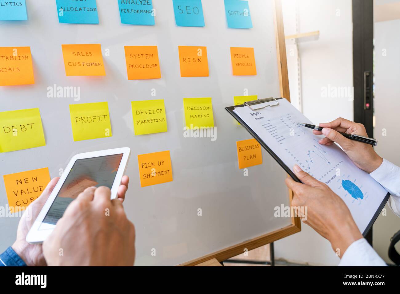 Business Development Sticky Notes young business workers posting with sticky notes stickers reminders ...