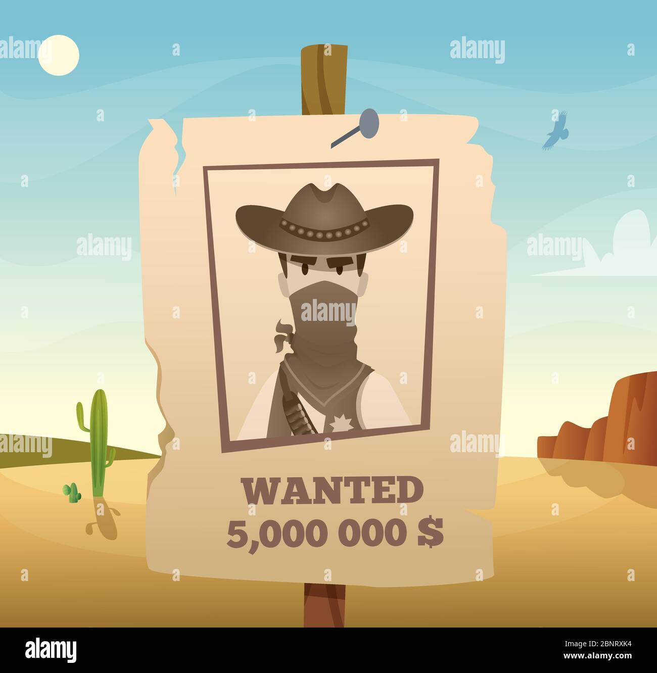 Wild west frame. American cowboy western symbols lasso guns horse saloon vector poster template Stock Vector