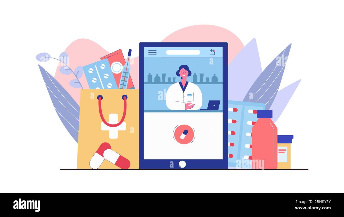 Illustration female pharmacist hi-res stock photography and images - Alamy