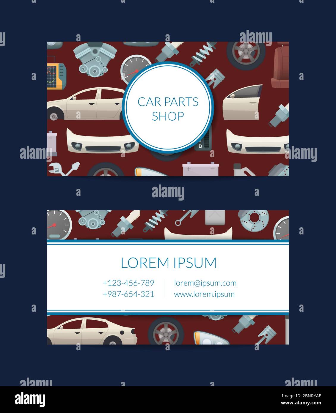 Vector car parts business card template illustration Stock Vector Image