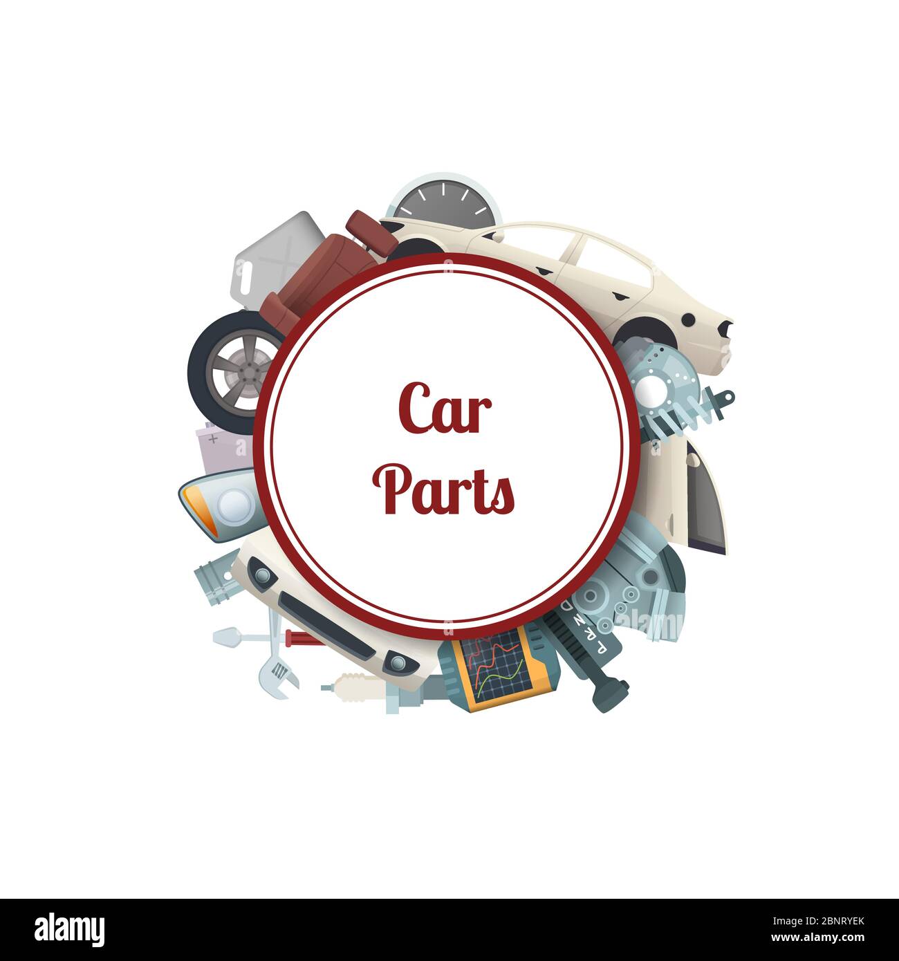 Vector car parts circle with place for text Stock Vector