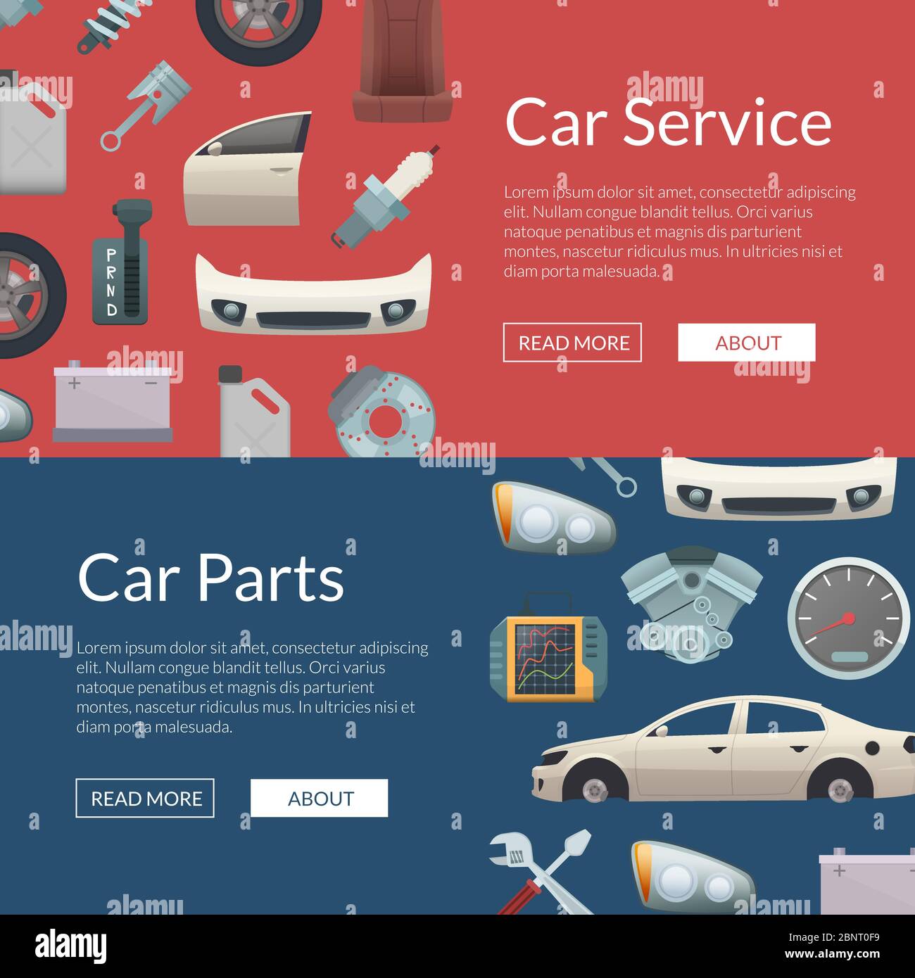 Vector car parts web banner templates illustration Stock Vector Image