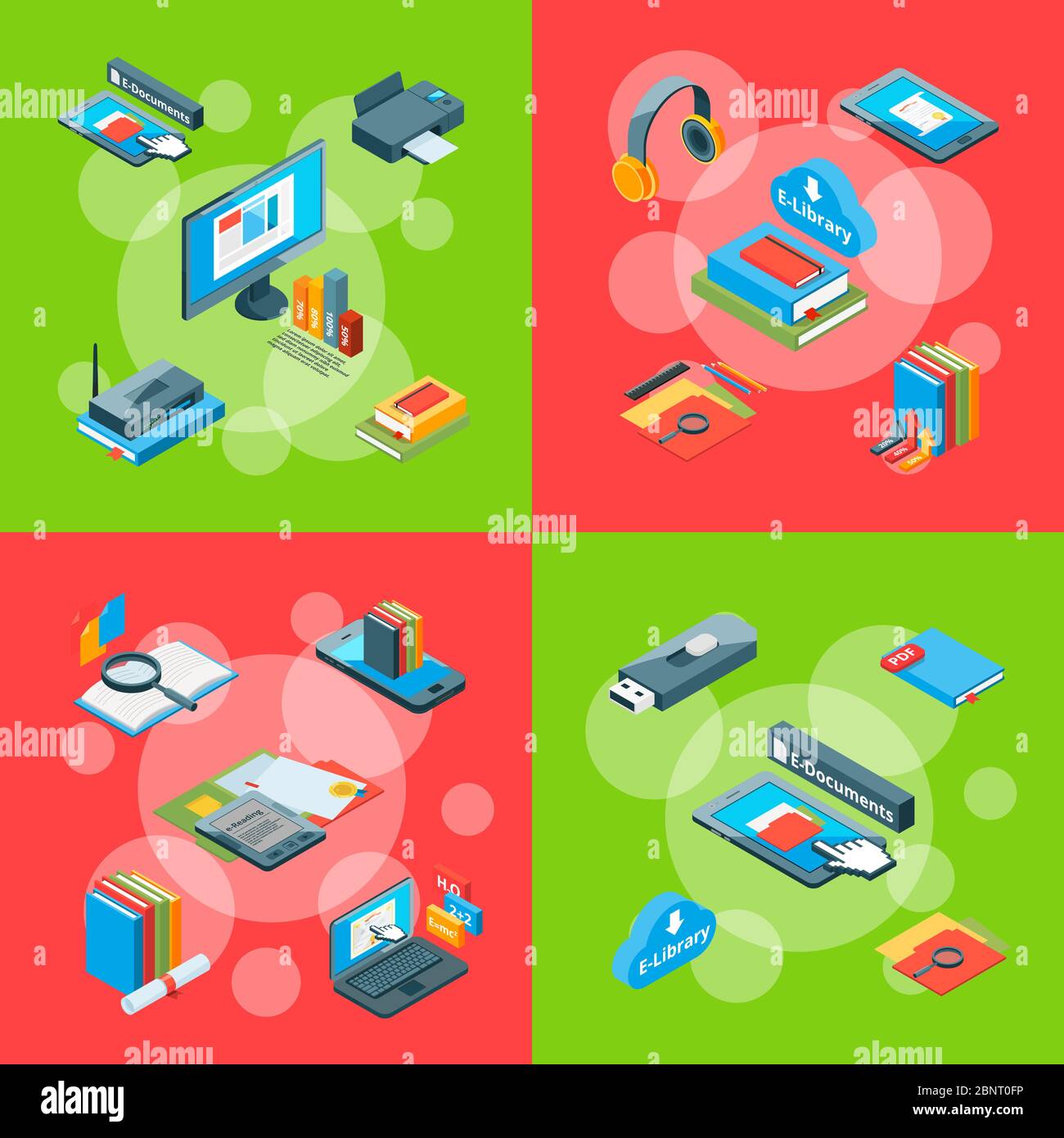 Vector isometric online education icons infographic concept ...