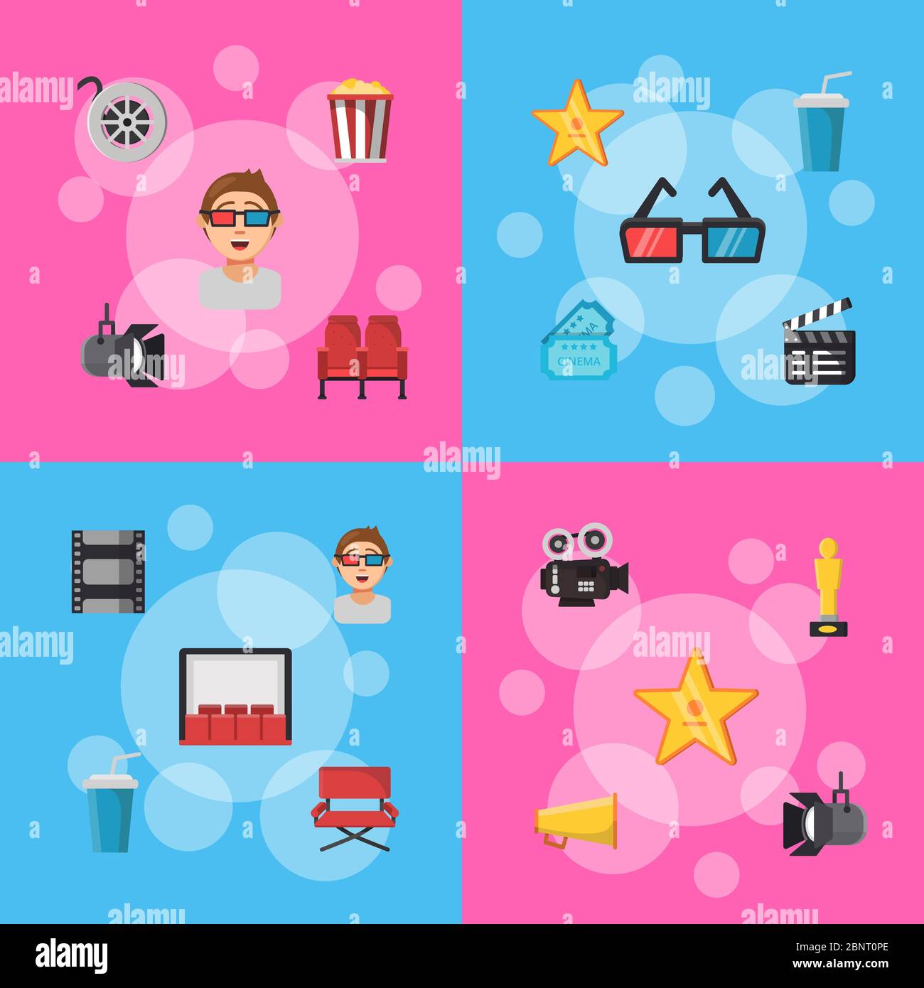 Vector flat cinema icons infographic concept illustration Stock Vector ...