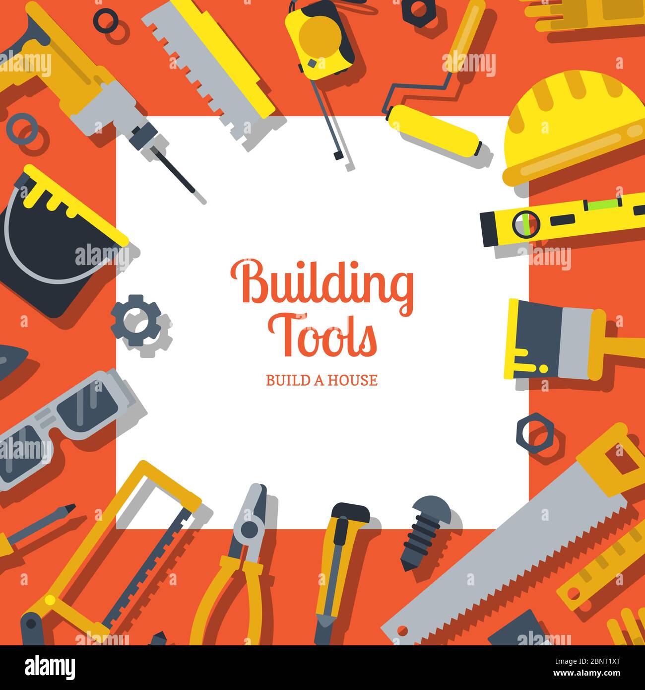 Vector flat construction tools background with place for text ...