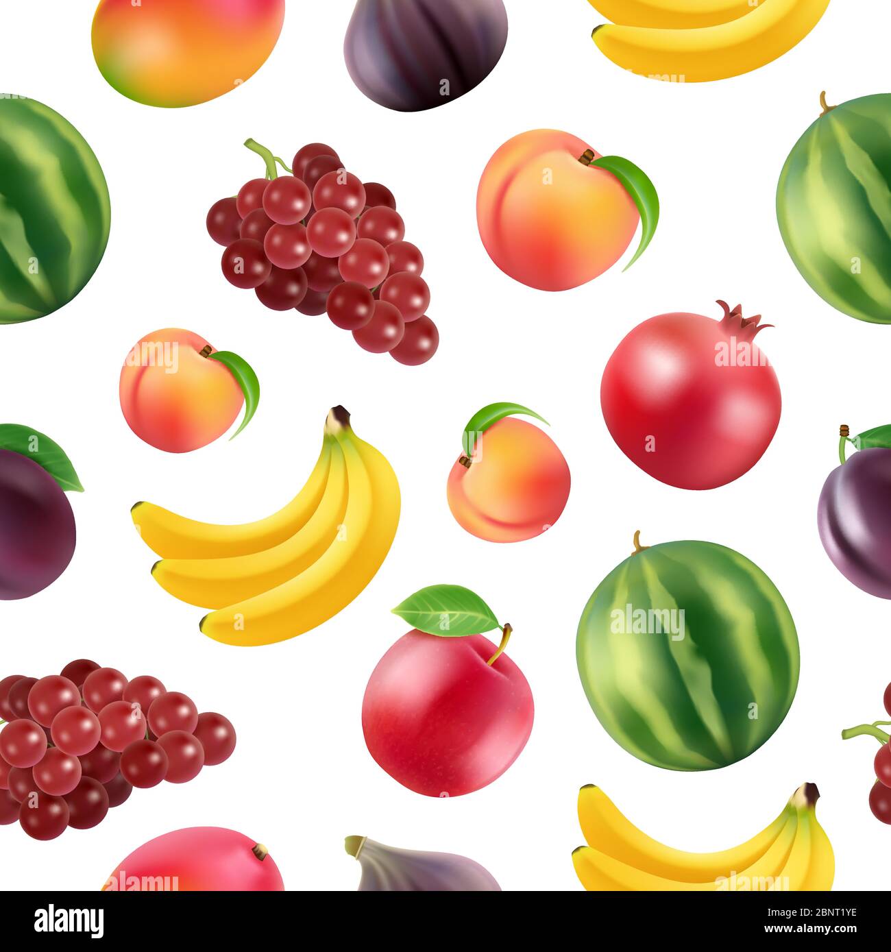 Vector realistic fruits and berries pattern or background illustration Stock Vector Image & Art