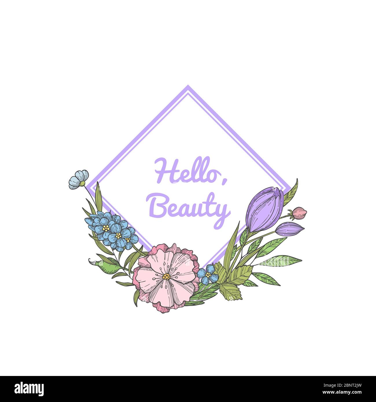 Vector hand drawn flowers wreath with place for text Stock Vector Image ...
