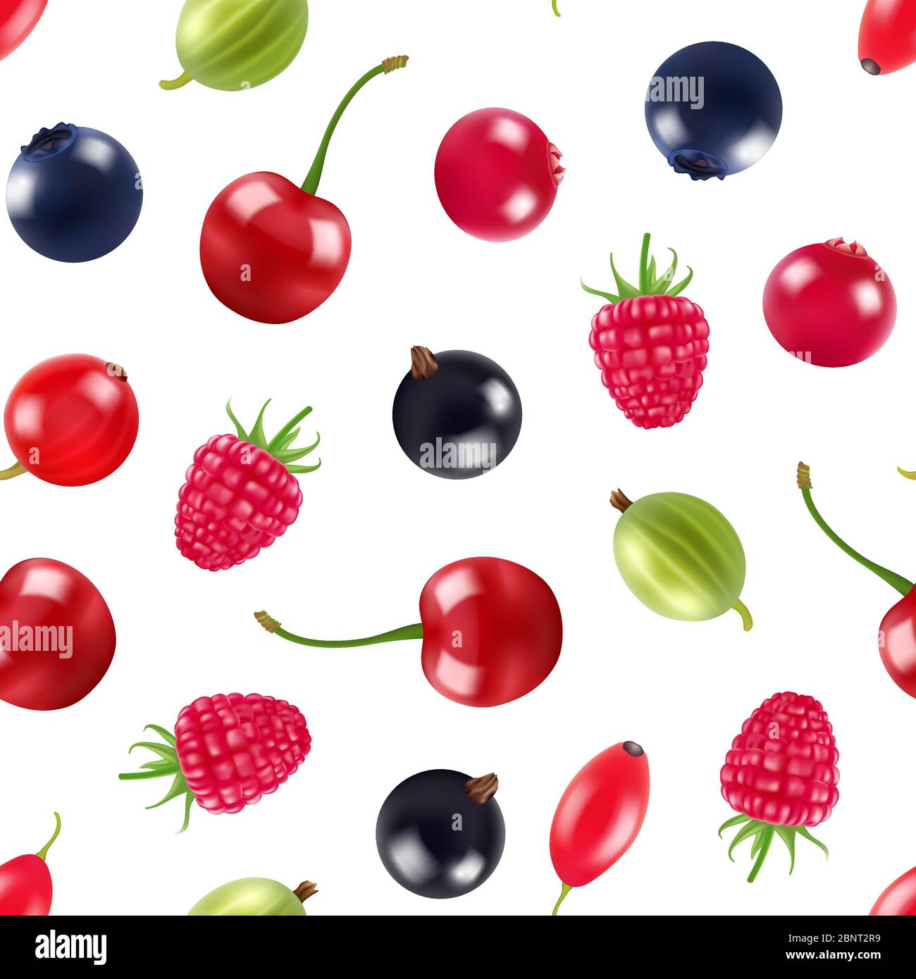 Vector realistic fruits and berries pattern or background illustration Stock Vector Image & Art