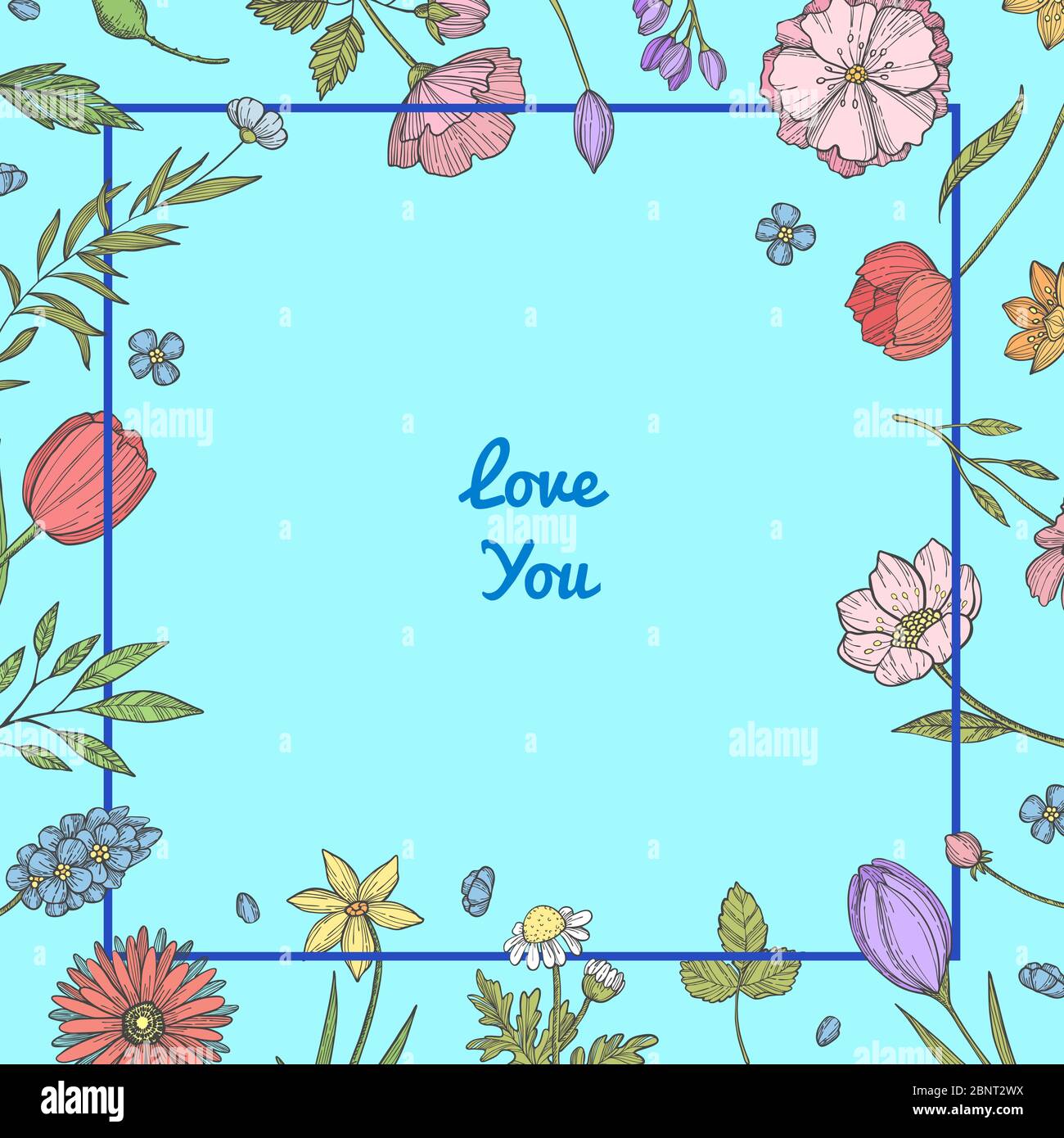 Vector hand drawn flowers background illustration banner Stock Vector ...