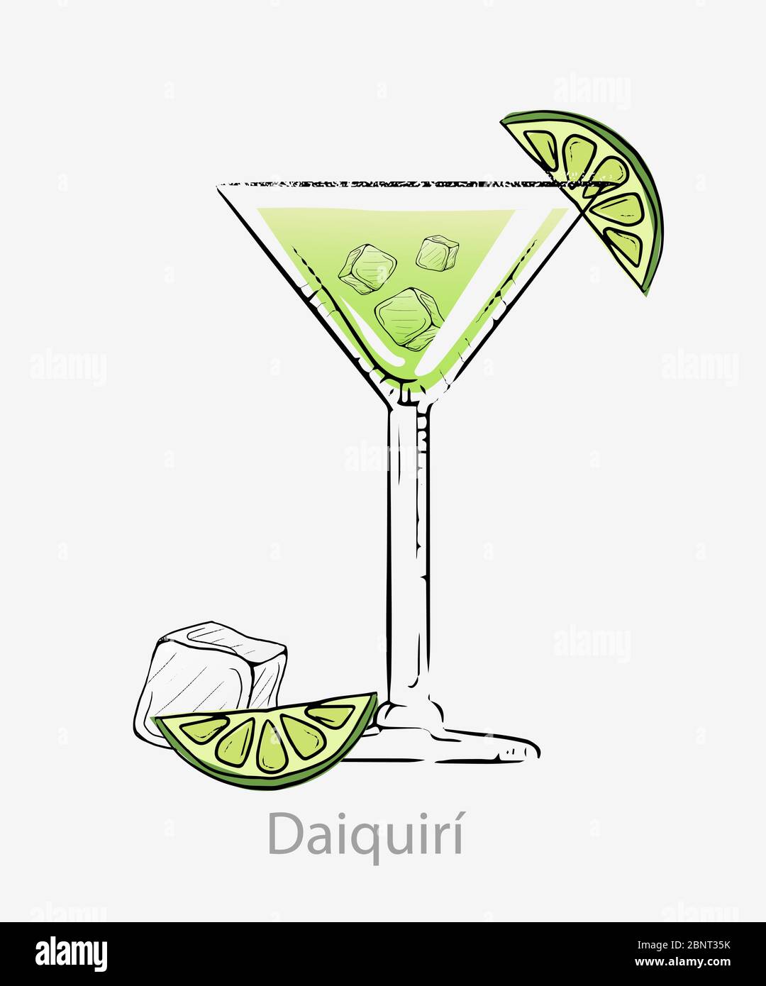 Cocktail gin daiquiri. Cocktail, alcoholic cuban aperitif based light