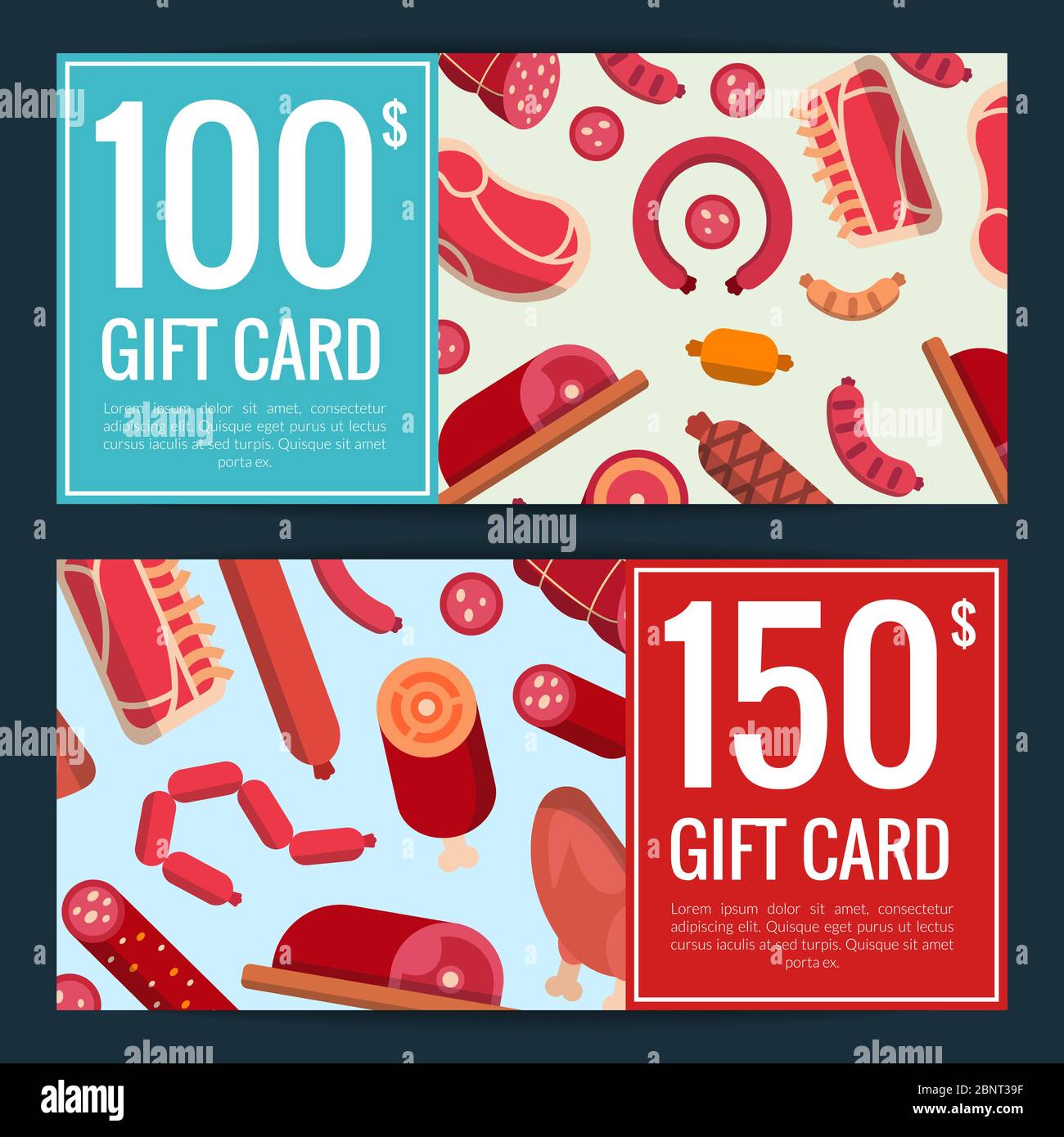 Vector flat meat and sausages icons discount Stock Vector