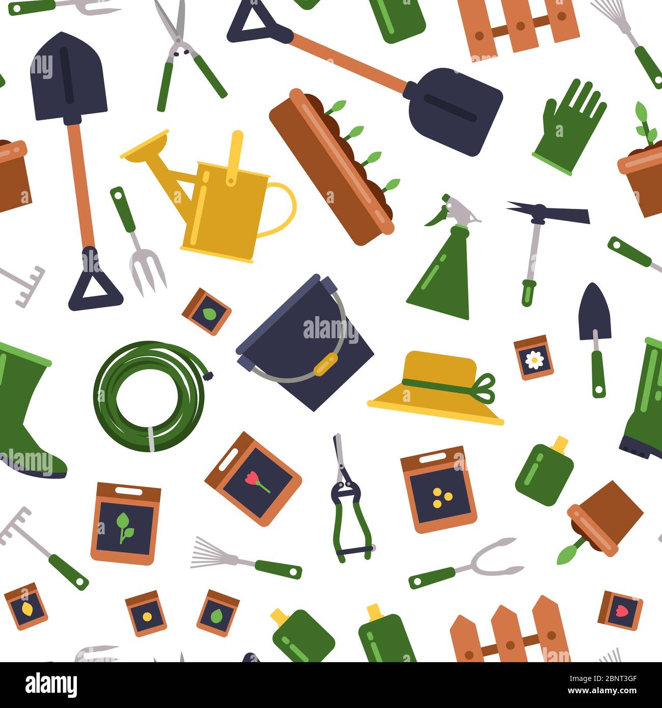 Vector flat gardening icons pattern or background illustration Stock ...