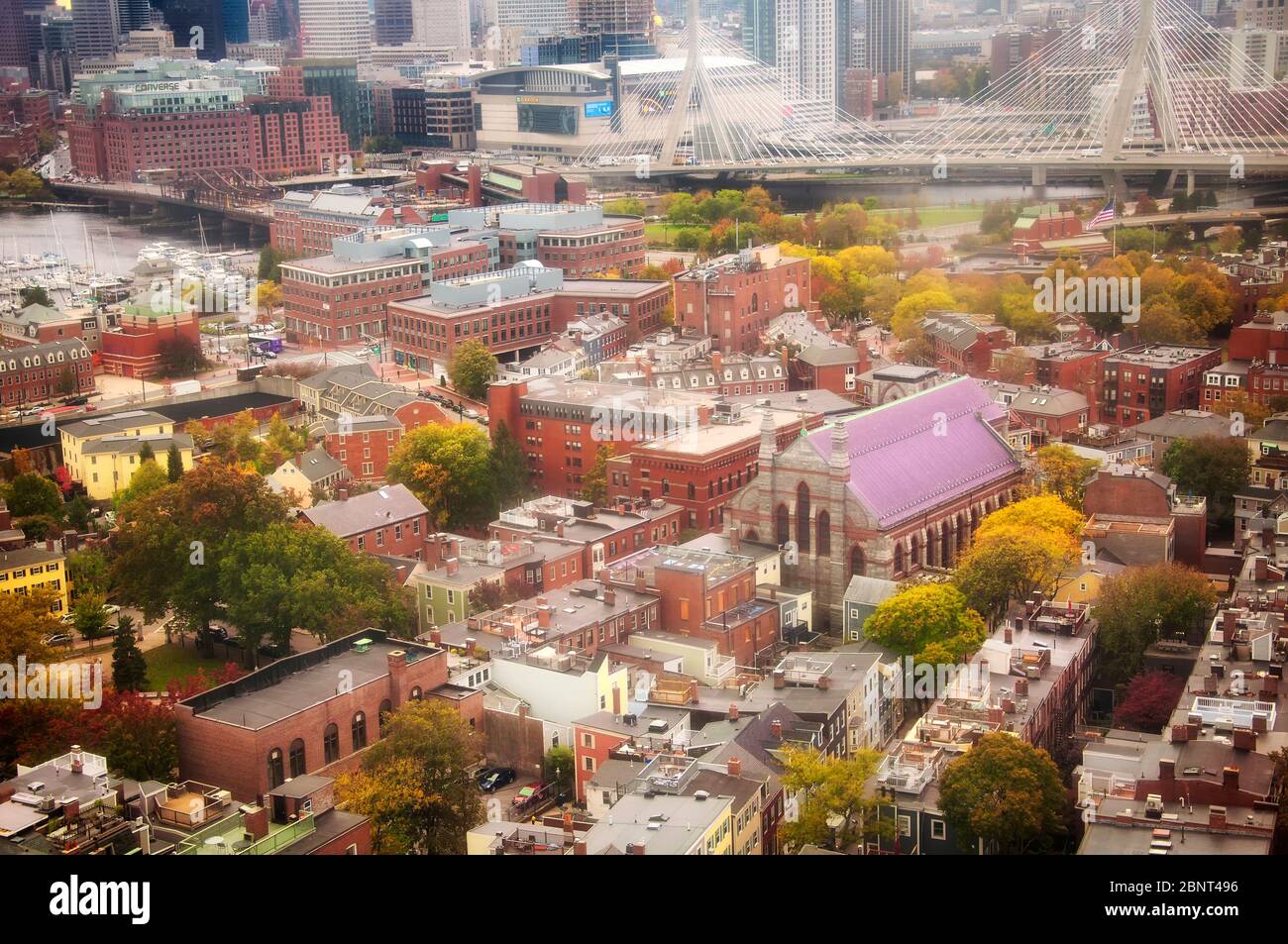 Boston, Massachusetts. October 30, 2018. A view of Boston from atop the