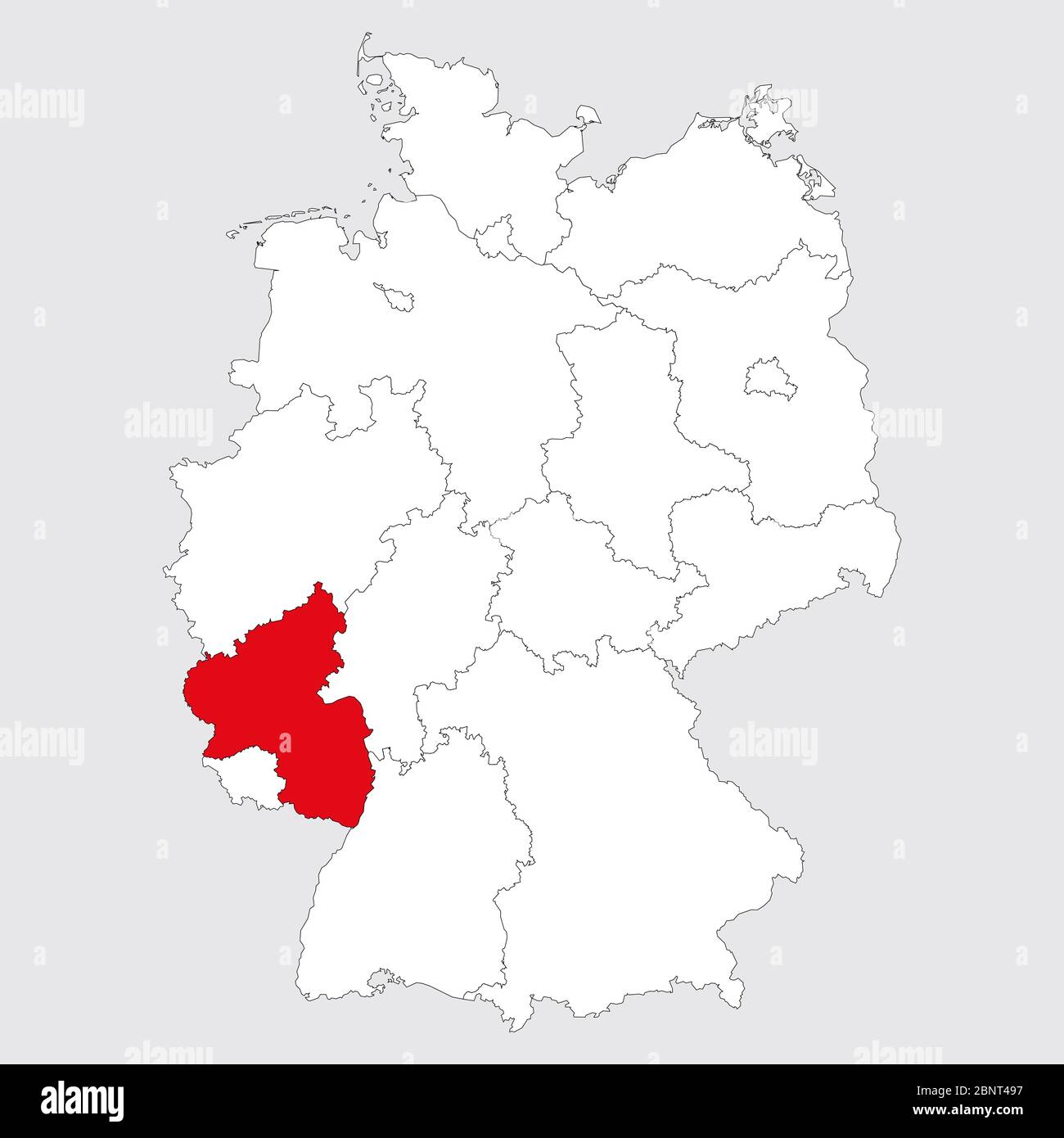 Rhinelandpalatinate province highlighted germany map. Gray background