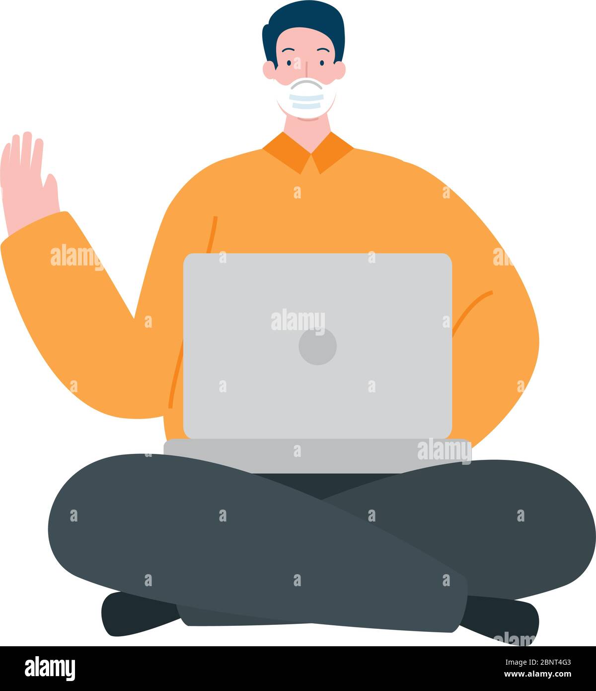 man using face mask with laptop isolated icon Stock Vector Image & Art ...
