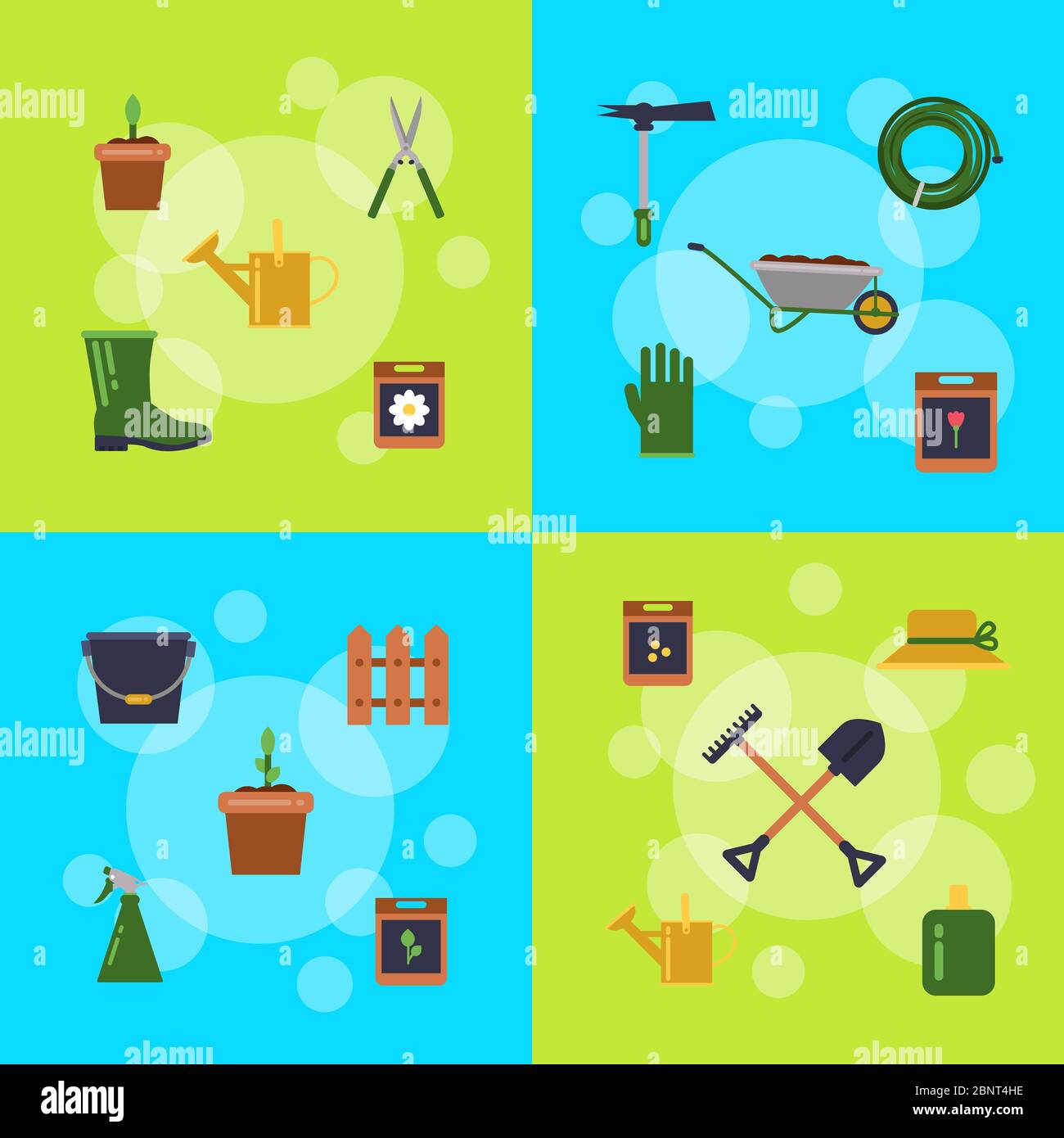 Vector flat gardening icons infographic illustration Stock Vector Image ...