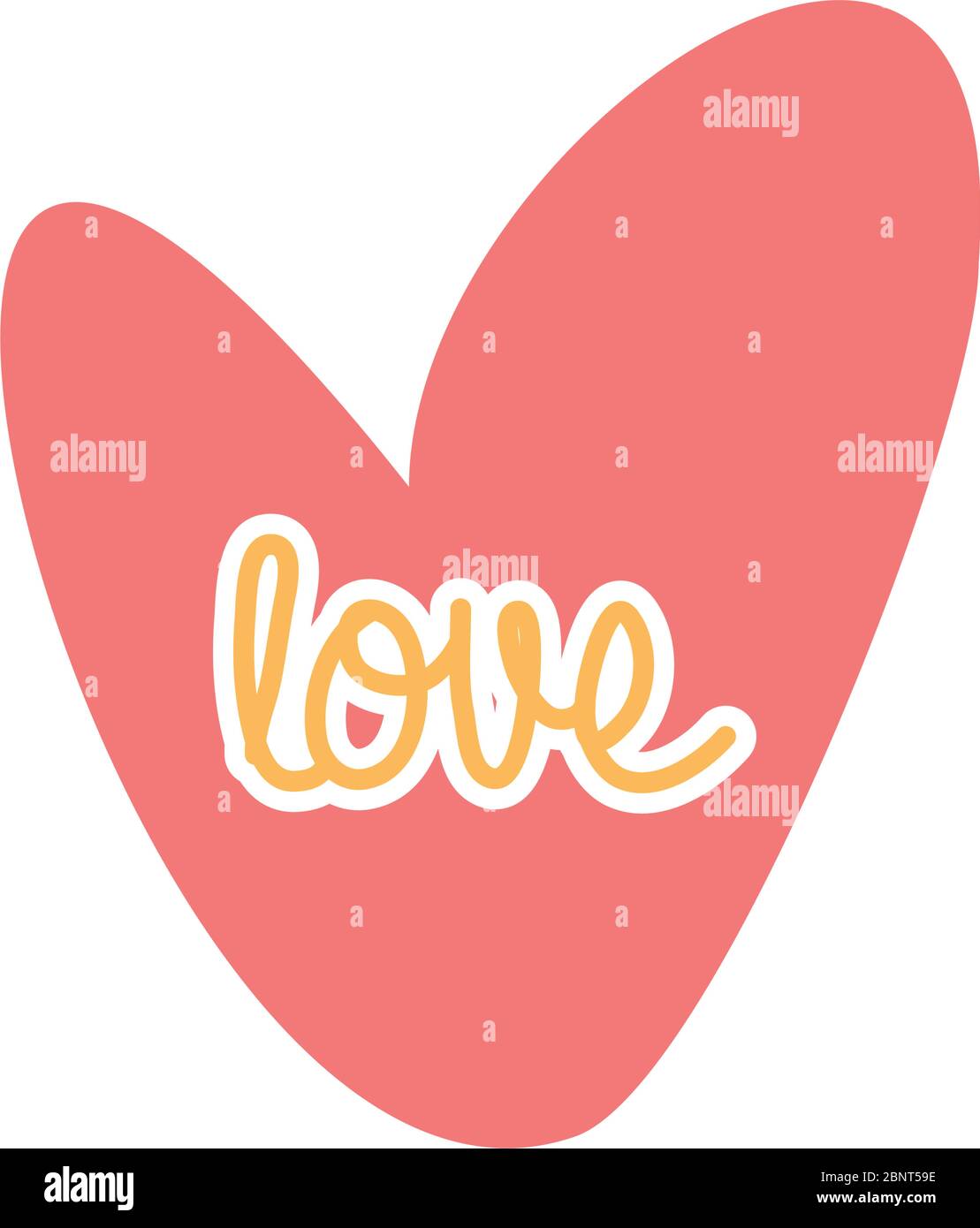 love heart icon over white background, flat style, vector illustration ...