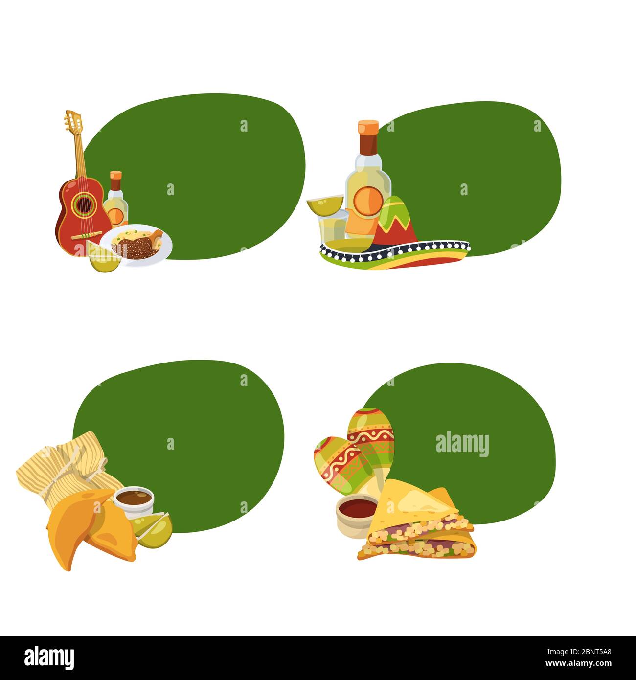 Vector cartoon mexican food stickers with place for text Stock Vector