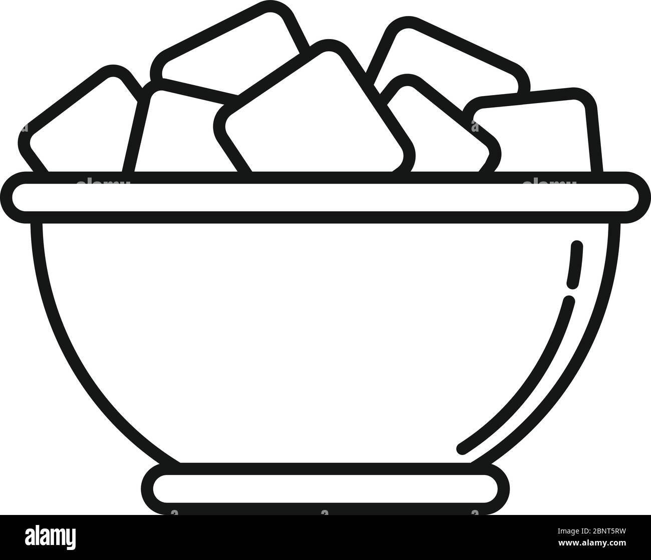 Bowl sugar cubes icon. Outline bowl sugar cubes vector icon for web design isolated on white background Stock Vector