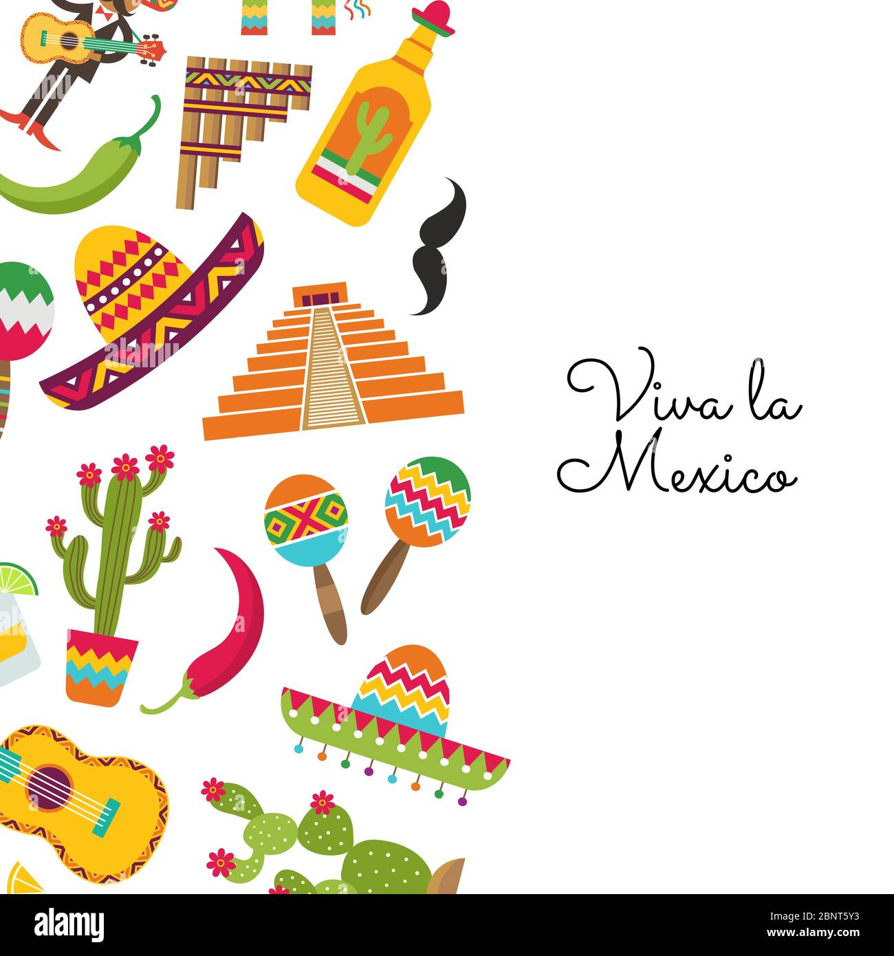 Vector flat Mexico background with place text Stock Vector